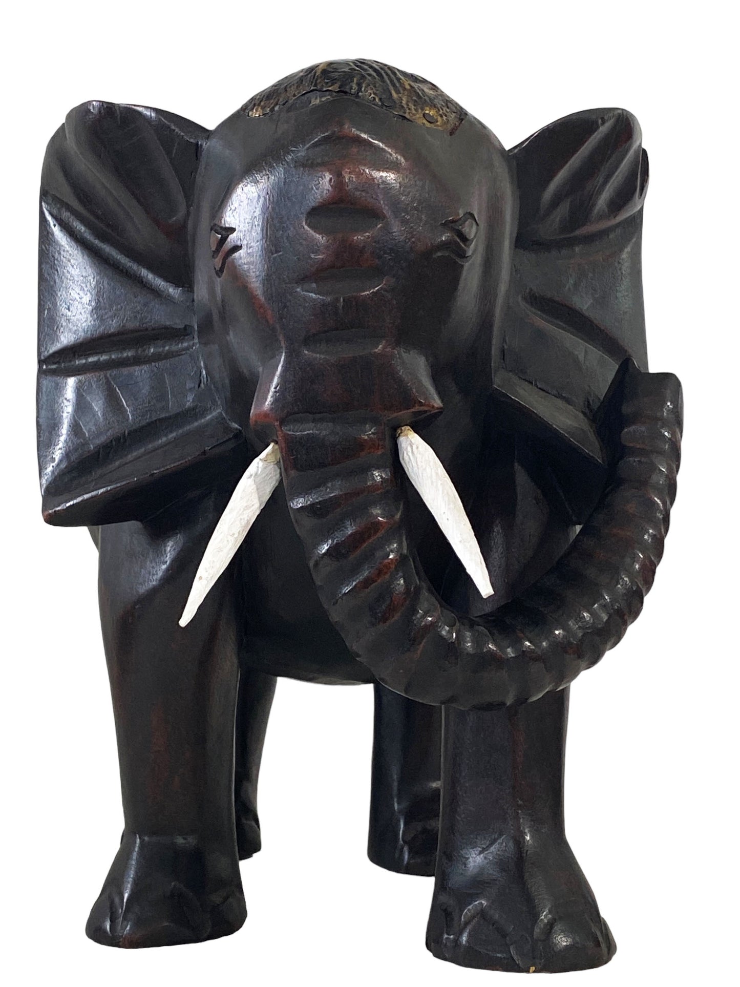 #5235/7044 Vintage Ashanti Elephant Wooden Sculpture Ghana 12.25" H