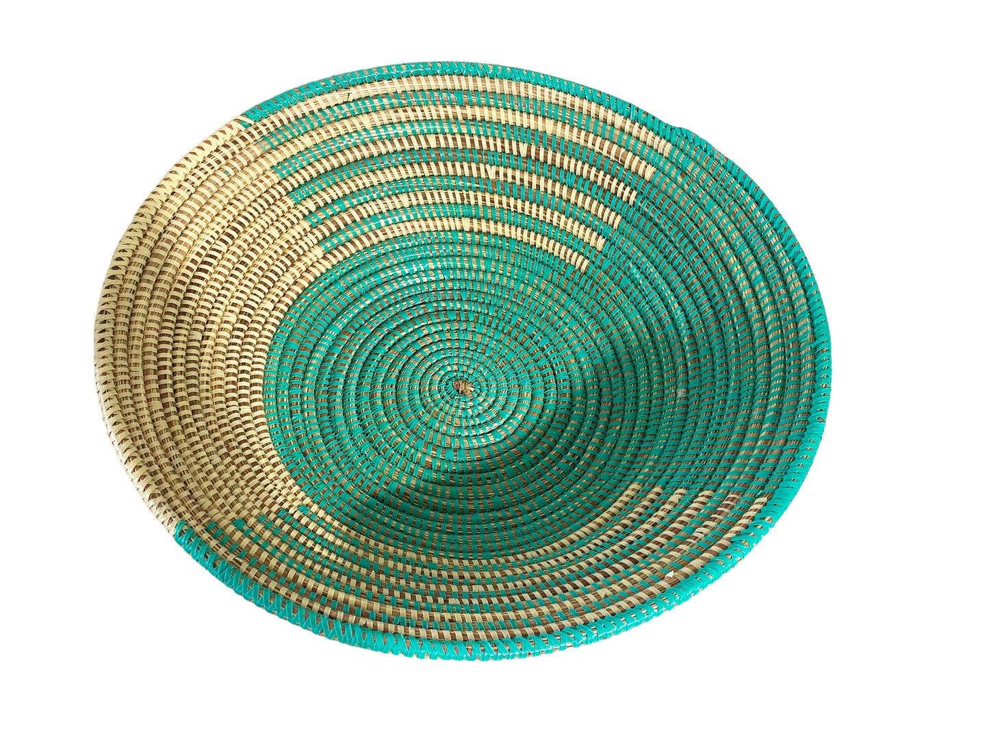 #5685 Large Handmade Woven Wolof Basket From Senegal 16" Diameter