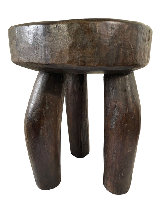 #5846 African Vintage Carved Wood Milk Stool Hehe Gogo People Tanzania 13" H