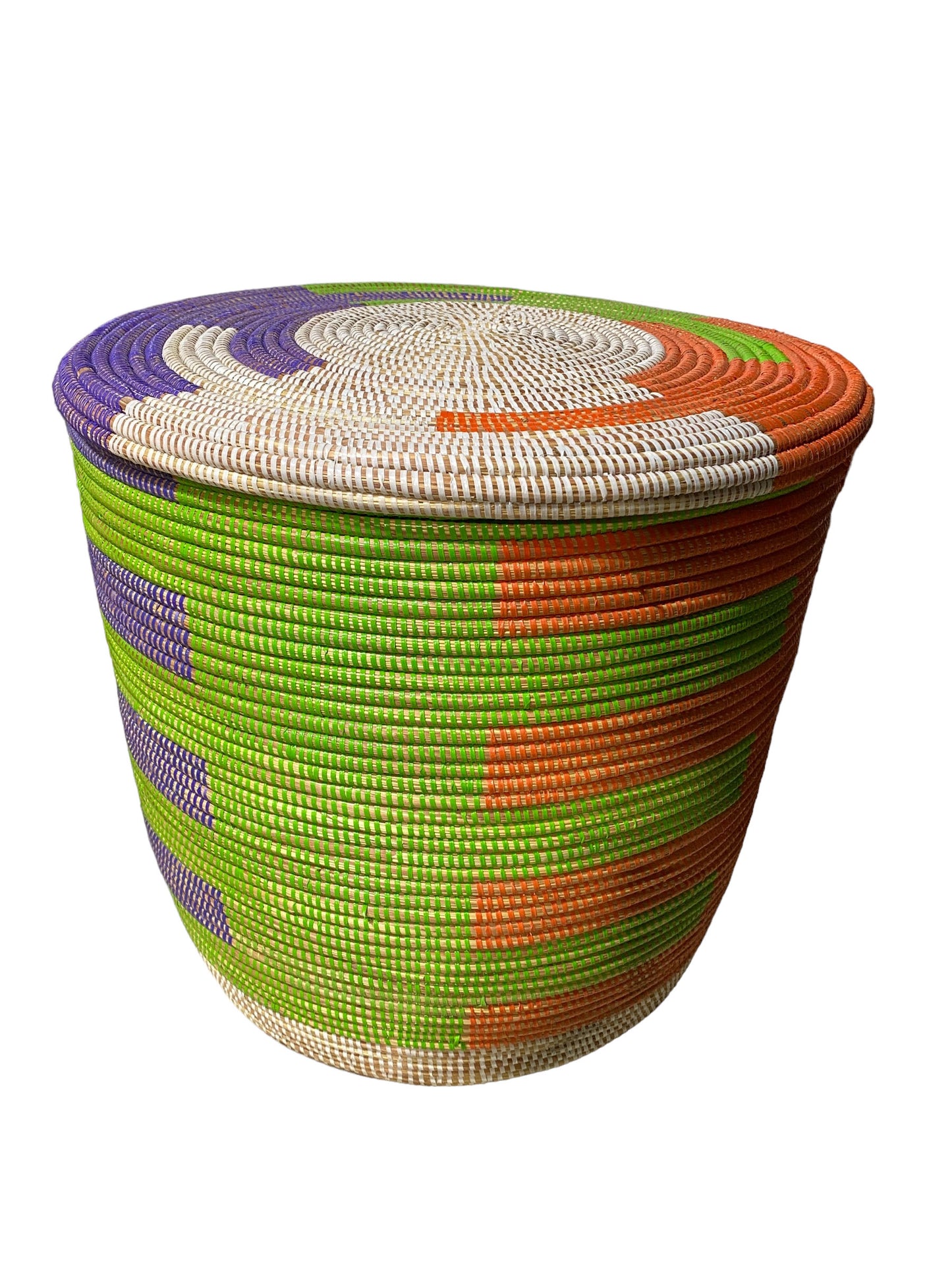 #5526 Lg Basket with Lid Senegal West Africa 17.5" H