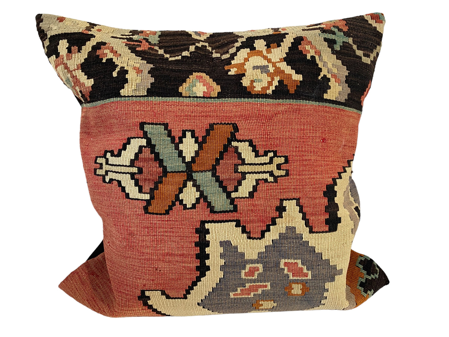 #5605 Superb Custom Made Old Turkish Tribal Kilim Pillow Cover 24" by 24"