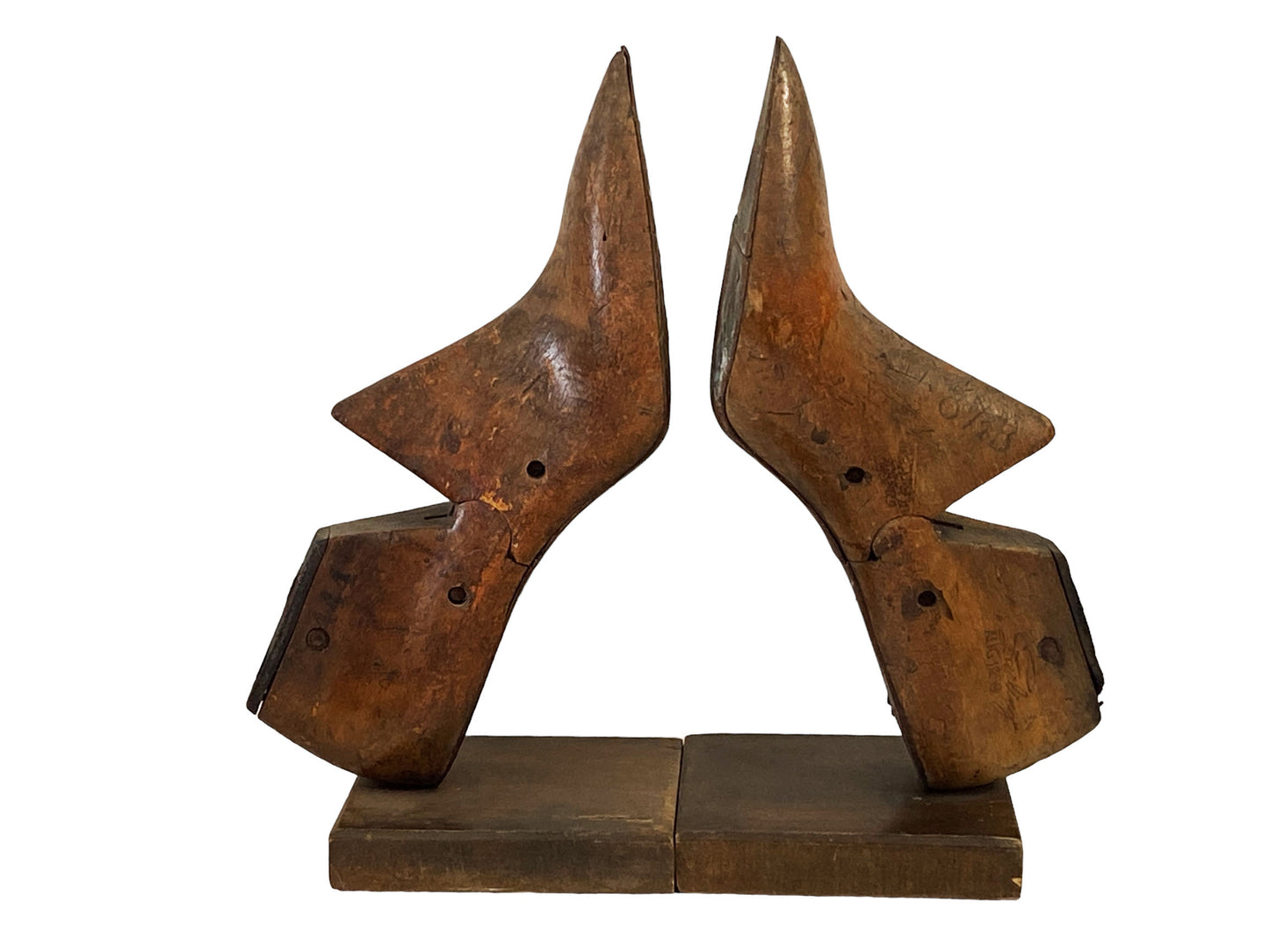 #5638 Vintage 1950's American Wood Shoe Mold Bookends - A Pair