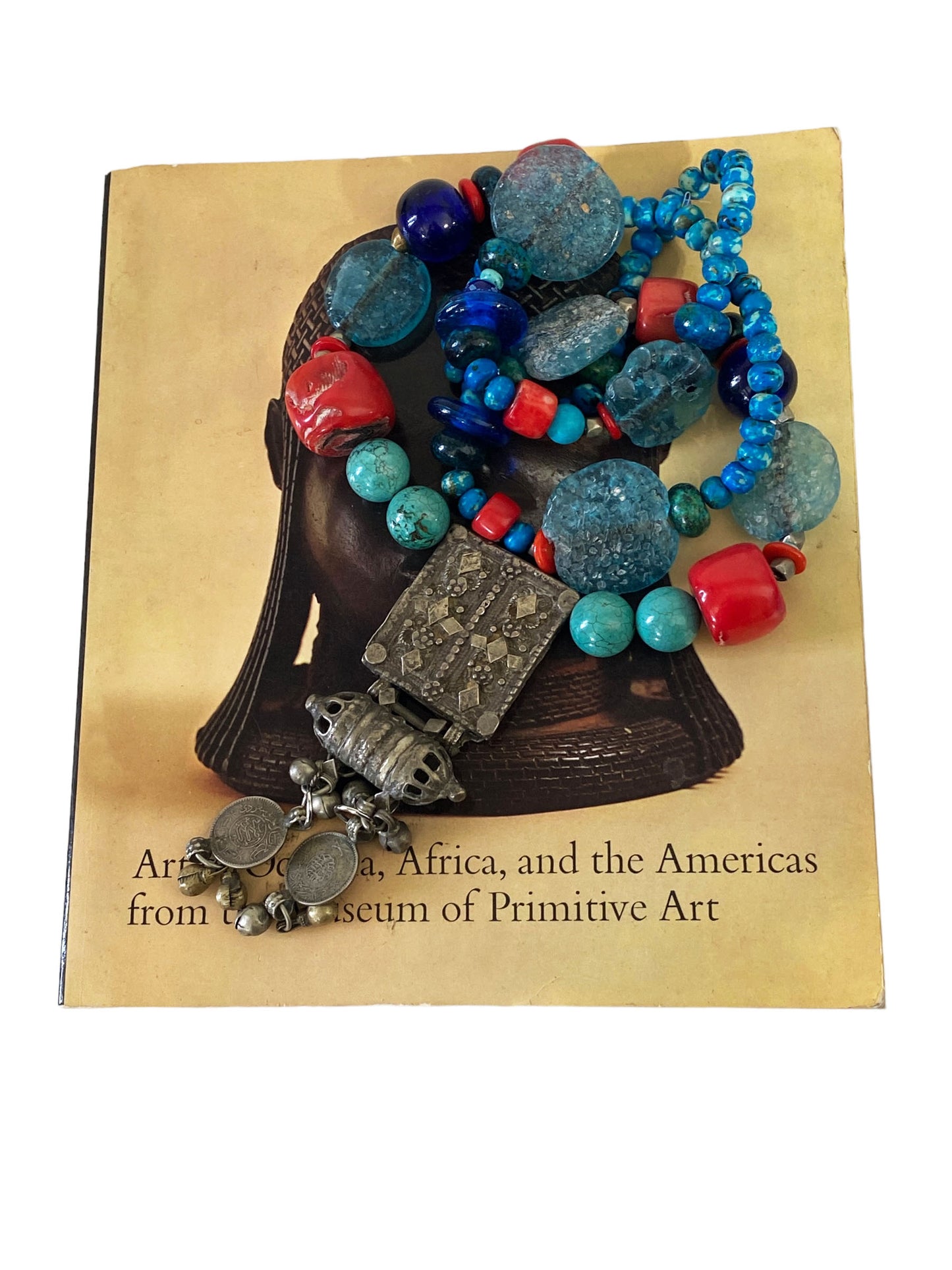 #5708 Tribal Afghan Necklace W/Coral wall Hanging 22.5" H