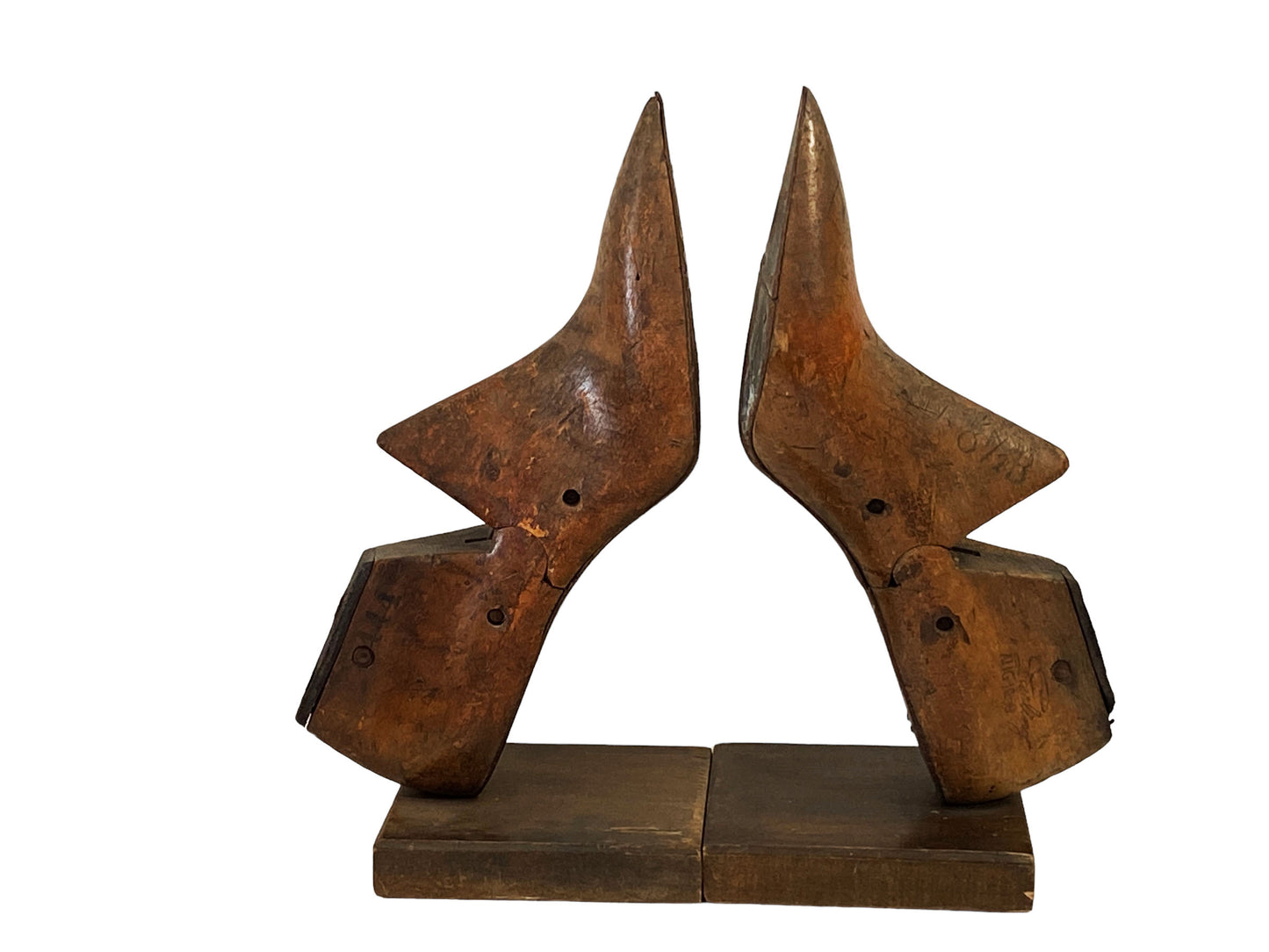 #5638 Vintage 1950's American Wood Shoe Mold Bookends - A Pair