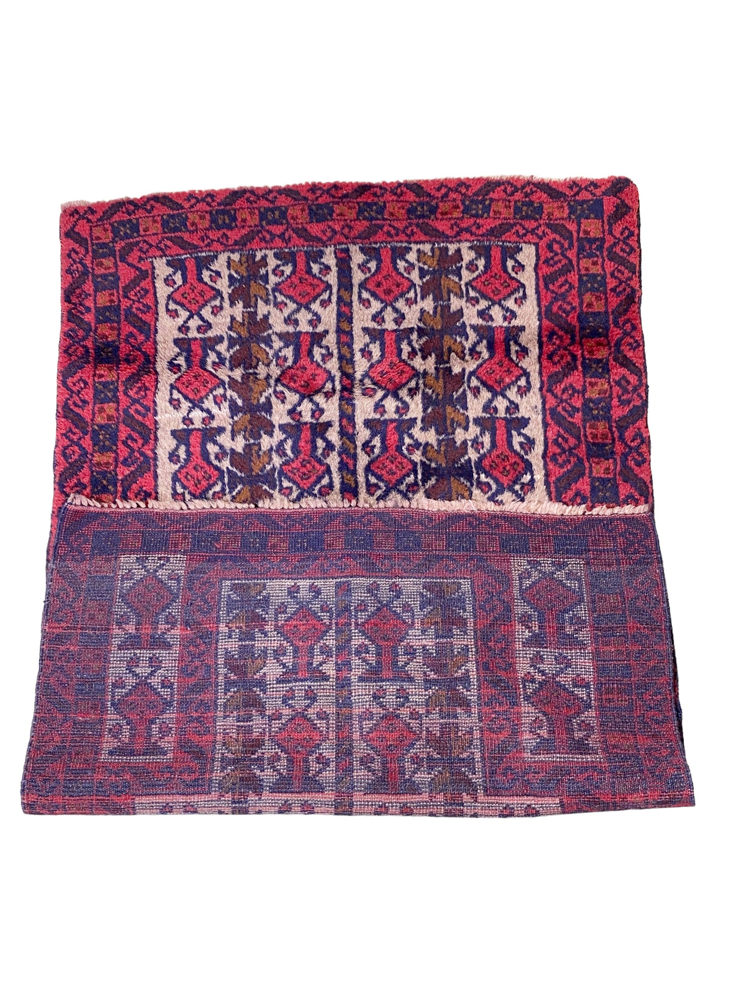 #7022 1950's Hand-knotted Afghan Baluch Prayer Rug, 2'75" by 4'5"