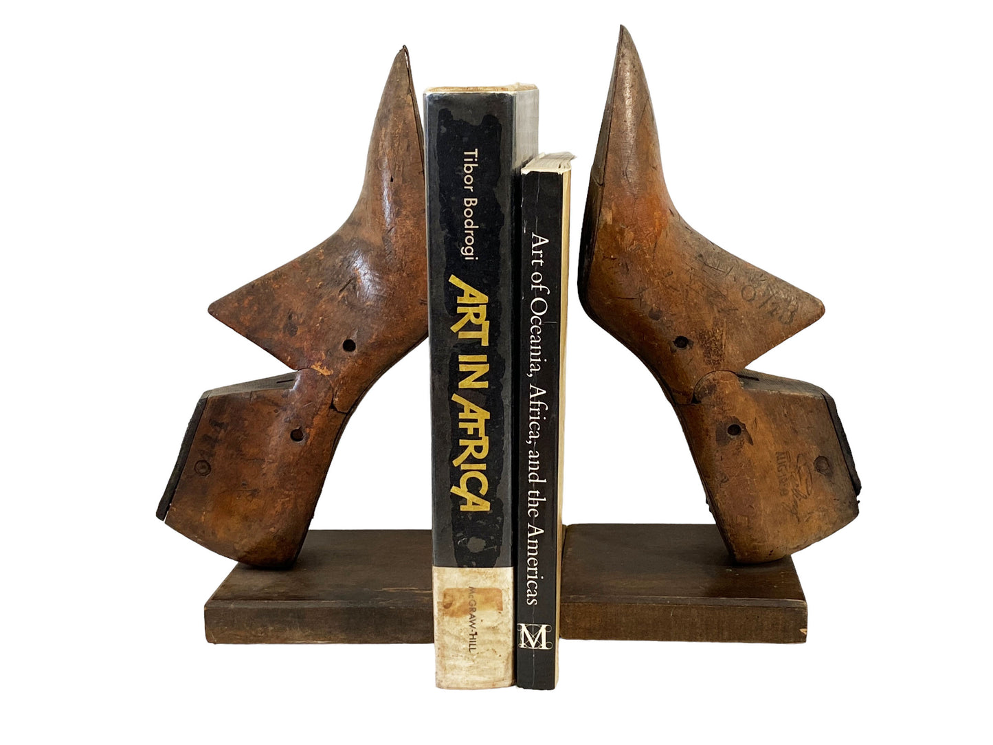 #5638 Vintage 1950's American Wood Shoe Mold Bookends - A Pair