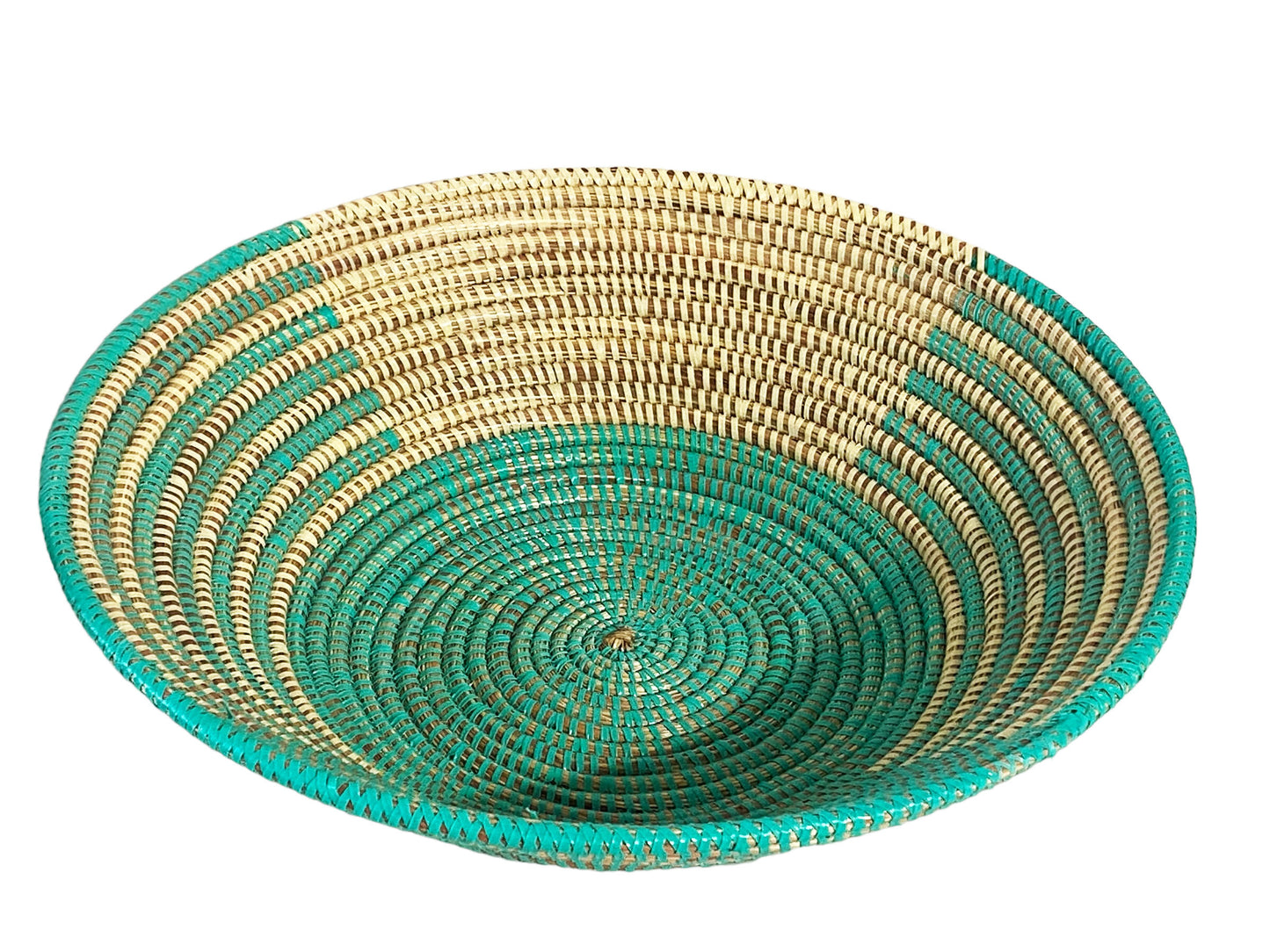 #5685 Large Handmade Woven Wolof Basket From Senegal 16" Diameter