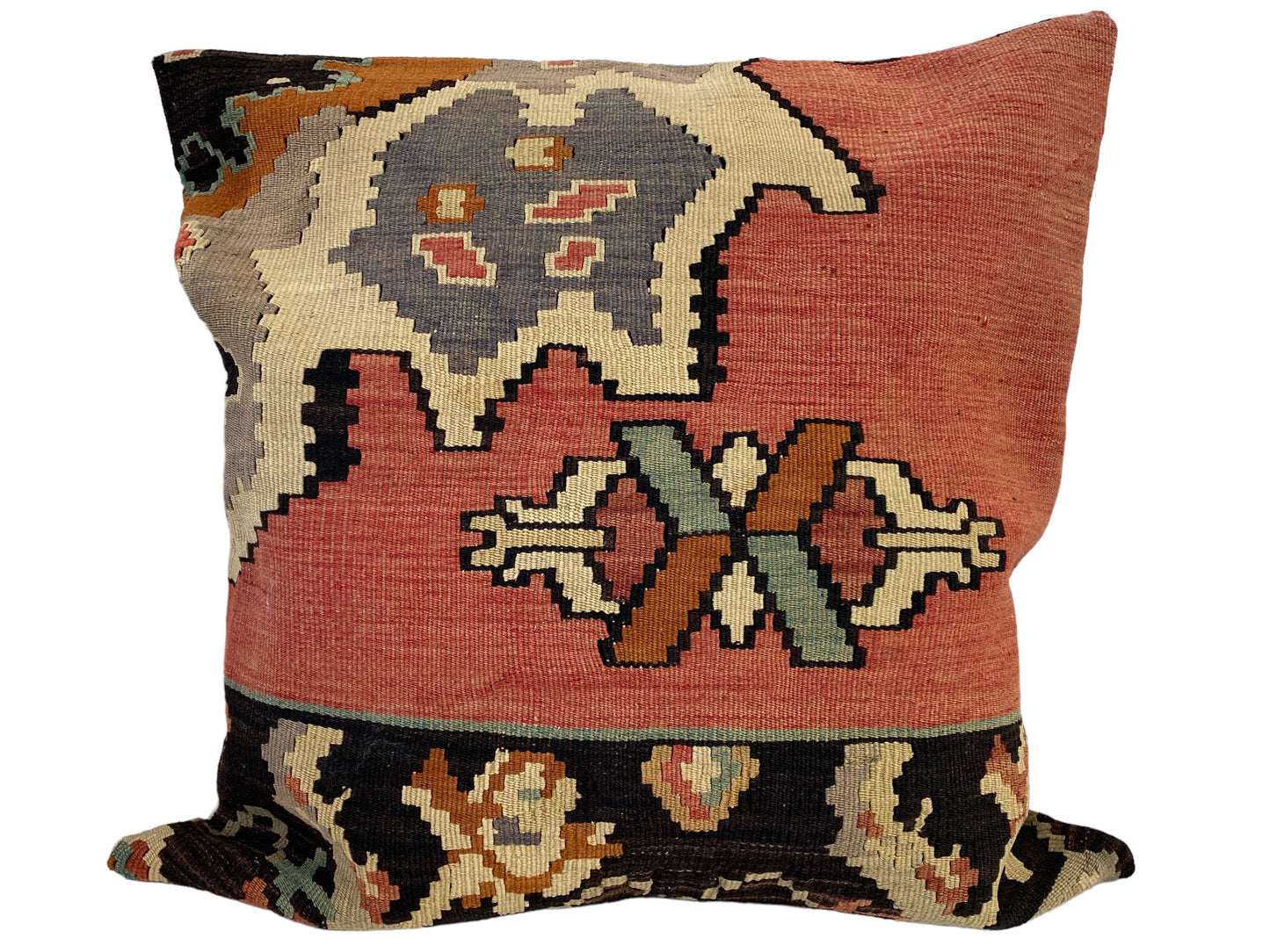 #5605 Superb Custom Made Old Turkish Tribal Kilim Pillow Cover 24" by 24"