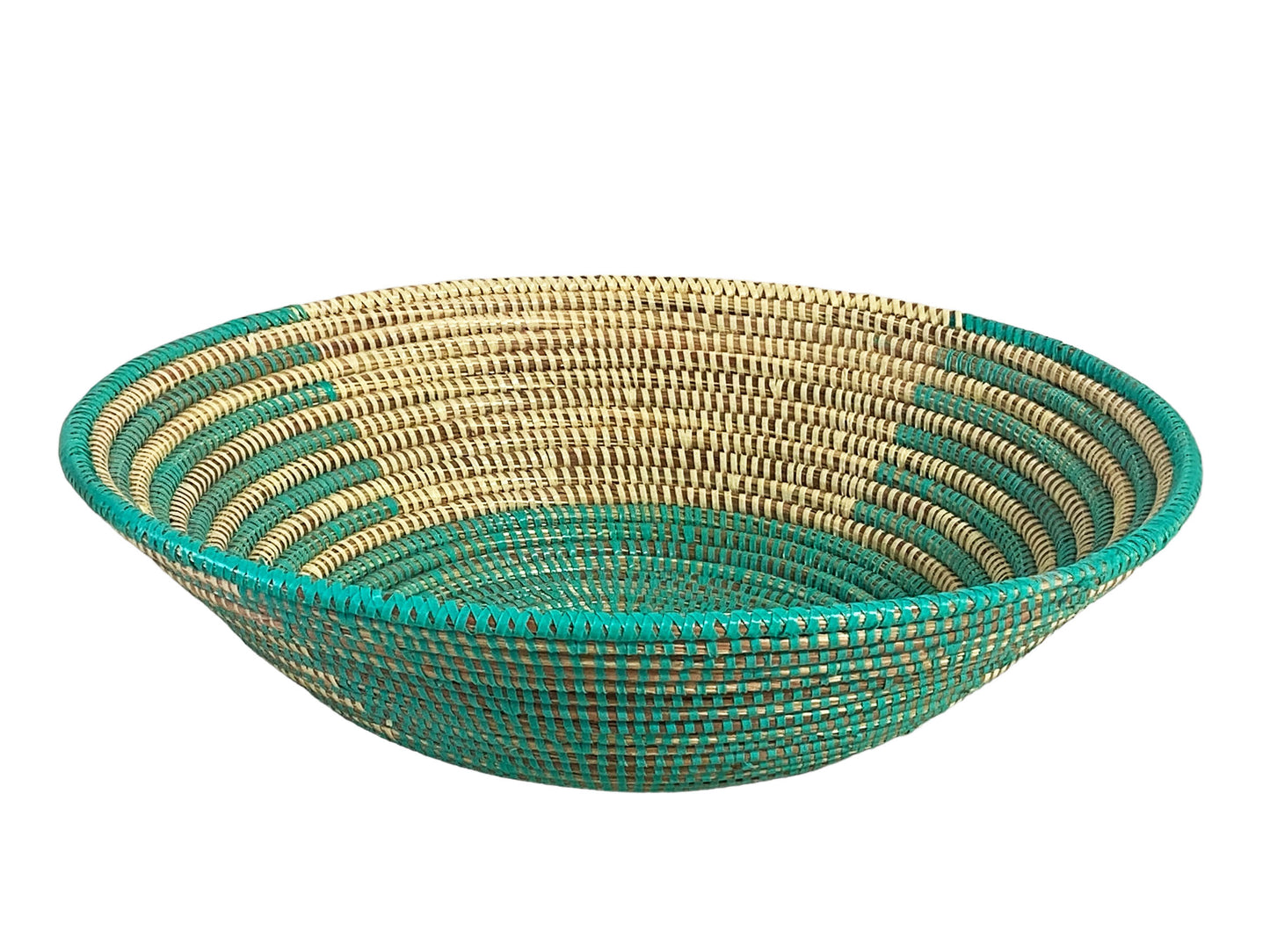 #5685 Large Handmade Woven Wolof Basket From Senegal 16" Diameter