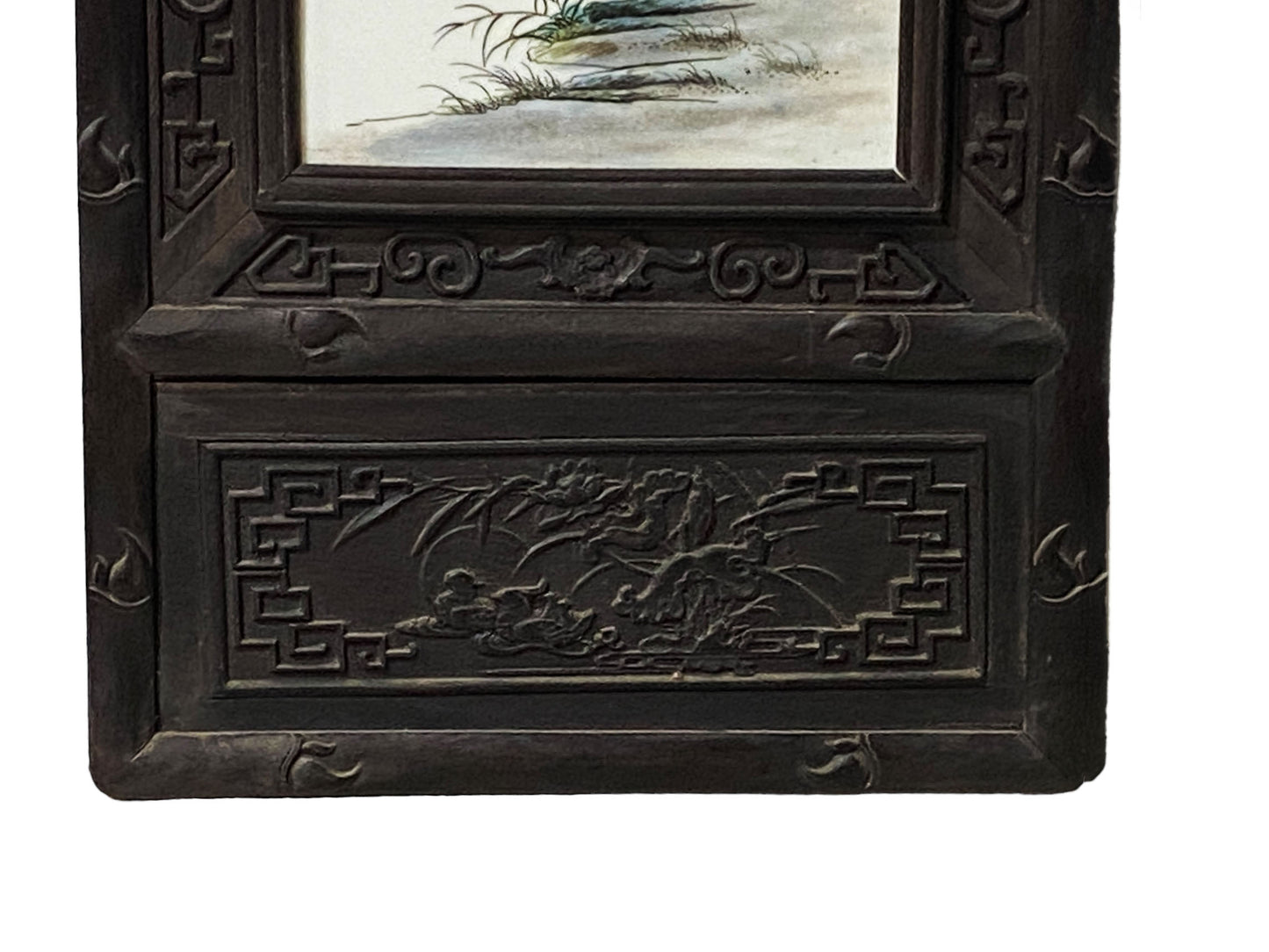 #5544 Chinoiserie Hand Painted Famille Rose Porcelain Panel 49" H