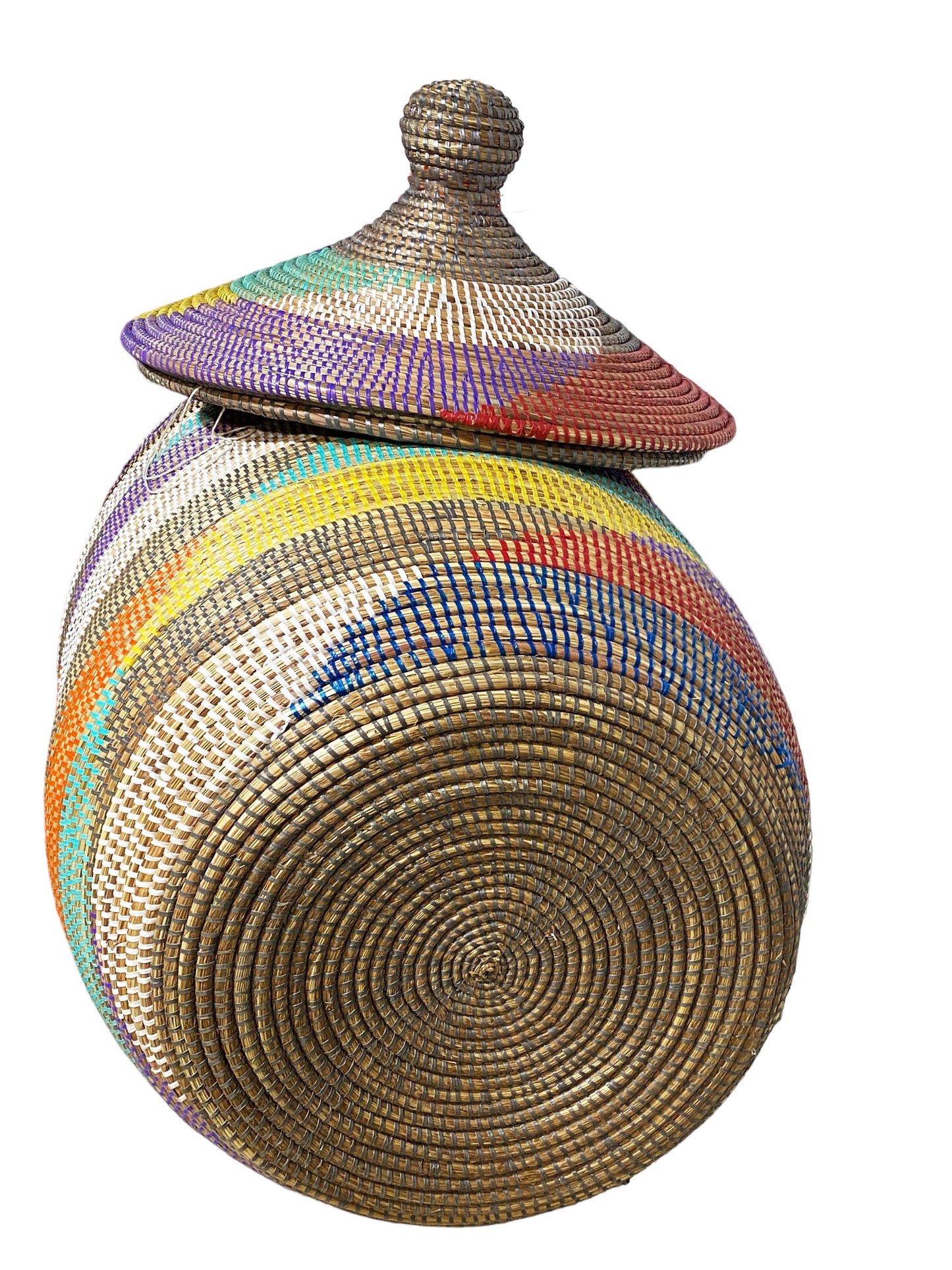 #5648 Lg Basket with Lid Senegal West Africa 35" H