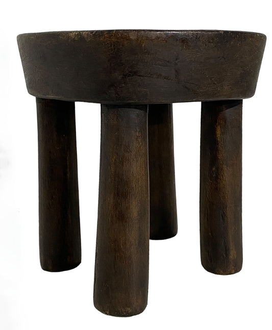 #5825 African Vintage Carved Wood Milk Stool Hehe Gogo People Tanzania 9" H
