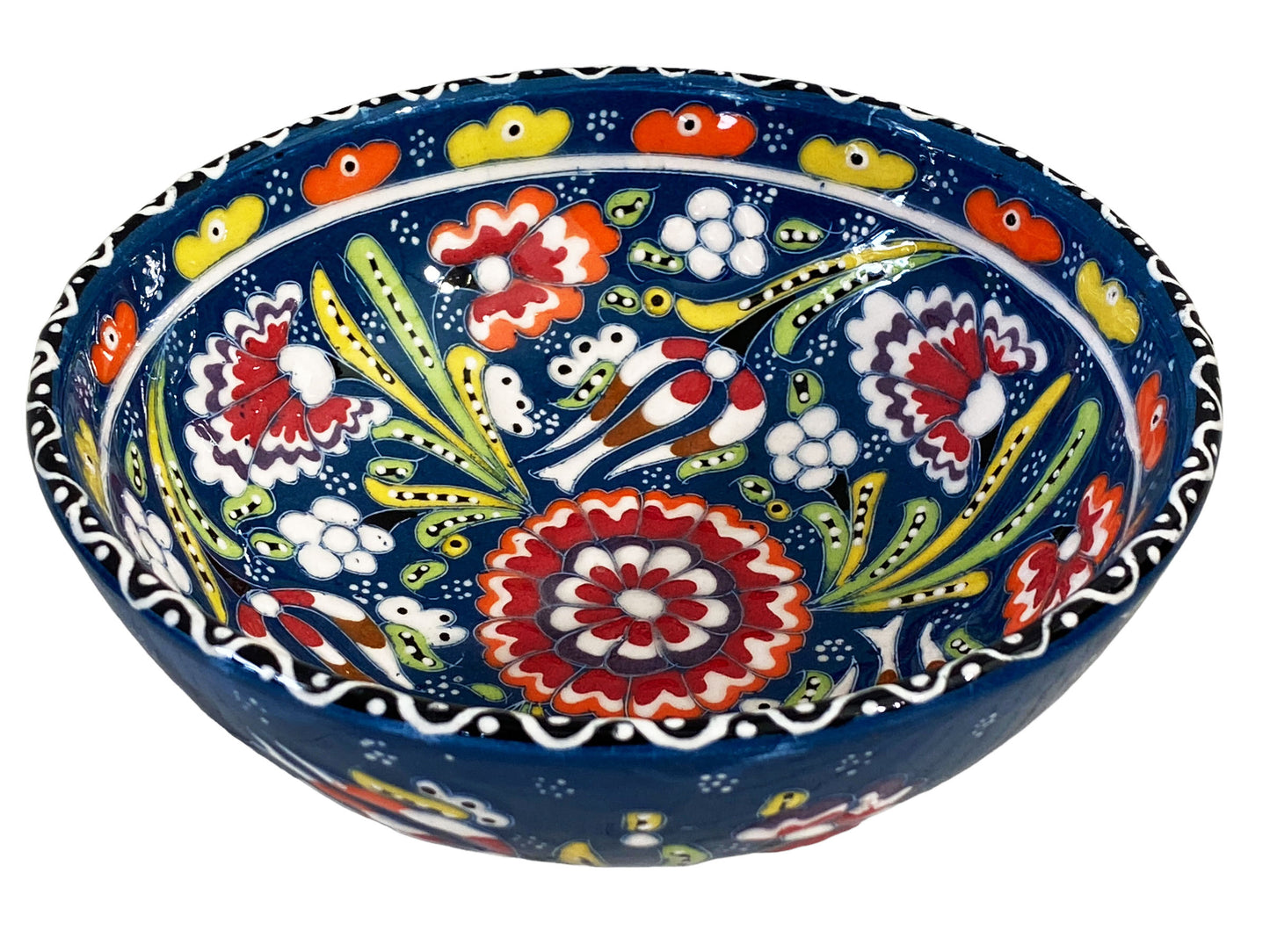 #5637 Handpainted Turkish Mezze Serving Bowl 6.25" Diameter
