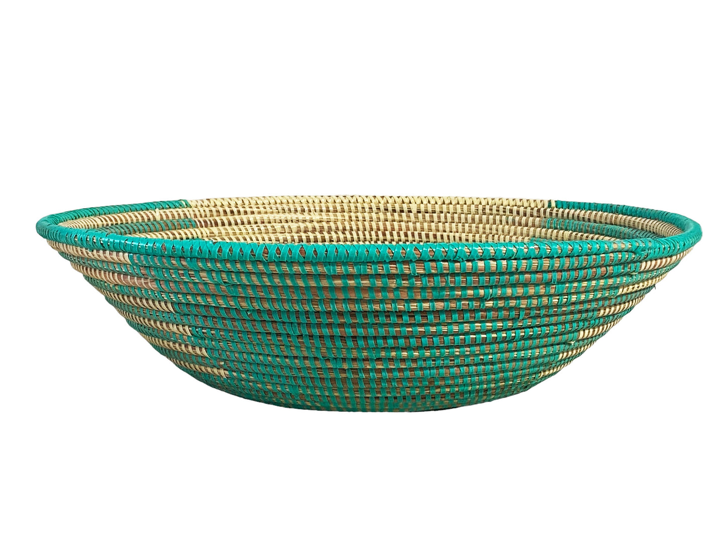 #5685 Large Handmade Woven Wolof Basket From Senegal 16" Diameter