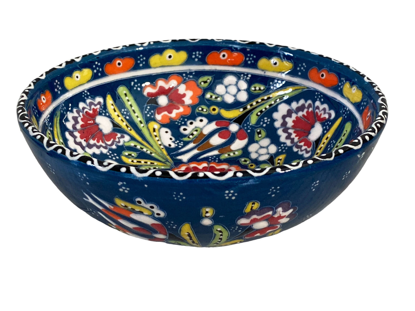 #5637 Handpainted Turkish Mezze Serving Bowl 6.25" Diameter