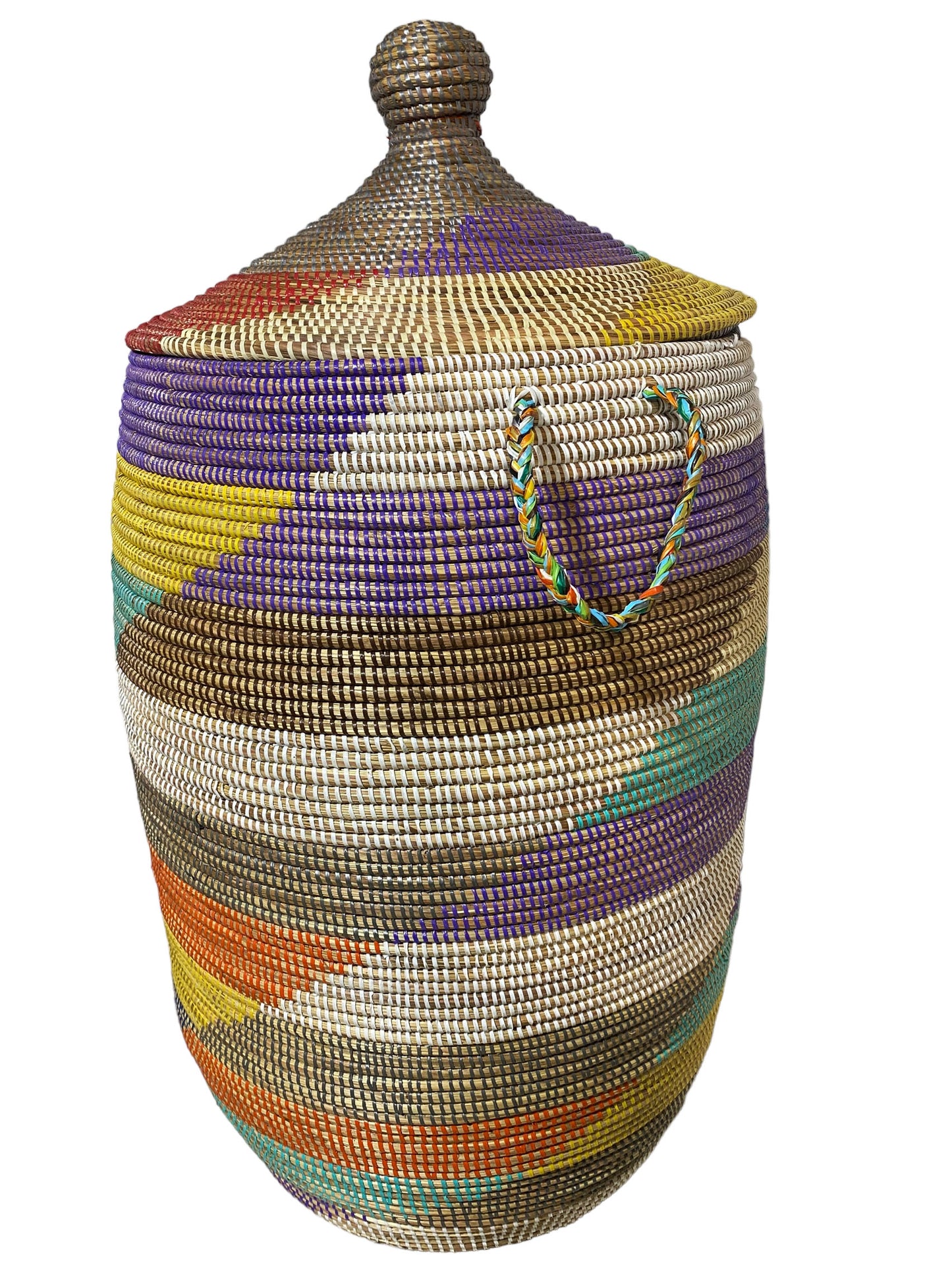 #5648 Lg Basket with Lid Senegal West Africa 35" H