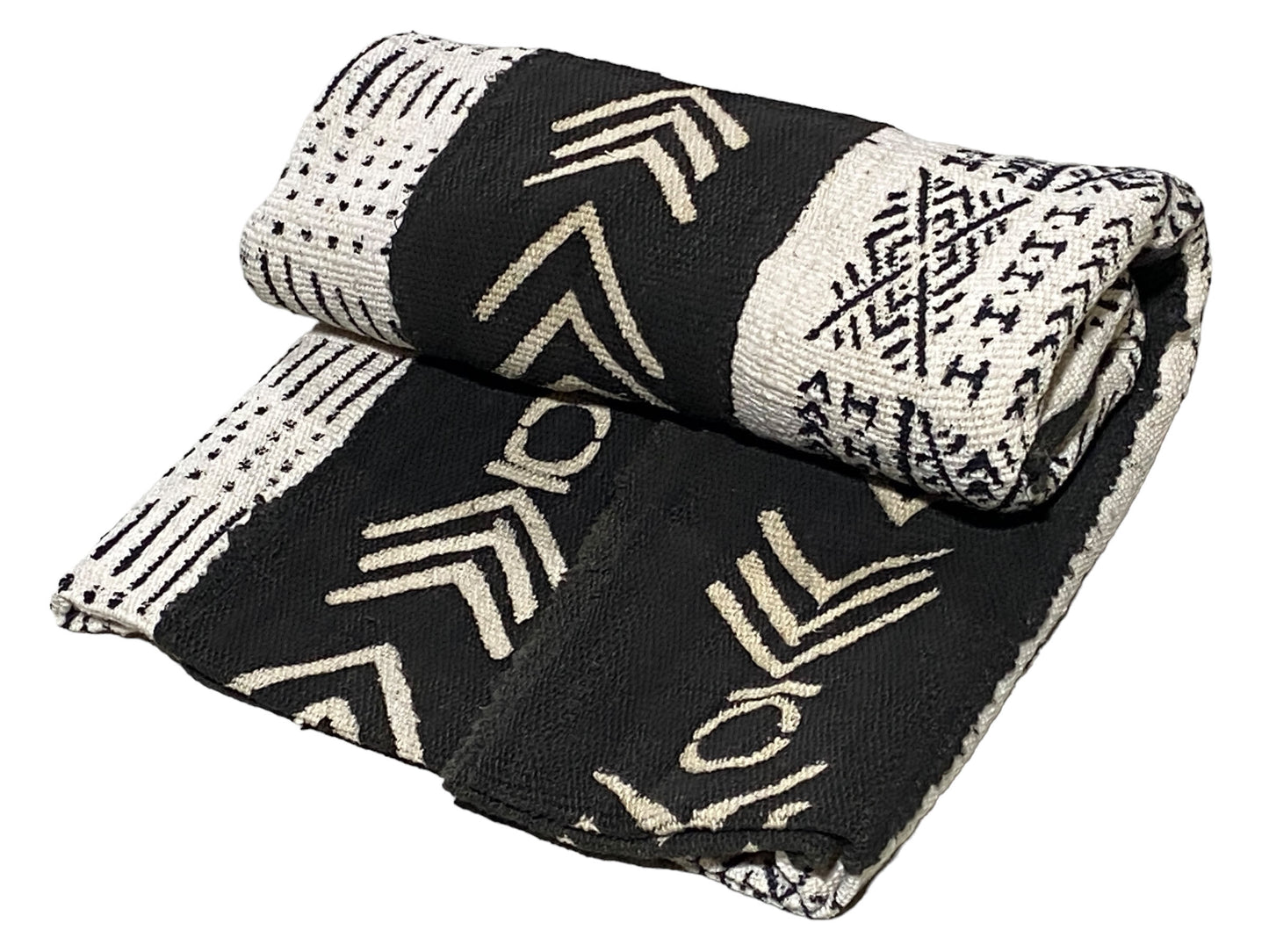 # 5731 African Black and White Mud Cloth Textile Mali 62" by 38"
