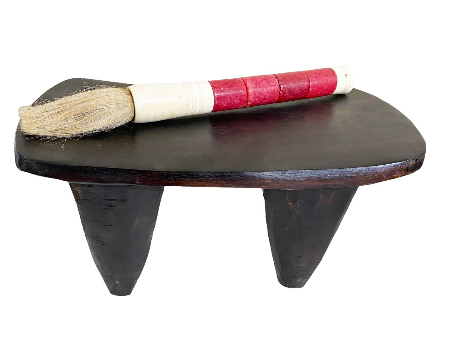 #4155 Chinoiserie Soapstone and Bone Calligraphy Brush 13.5" H