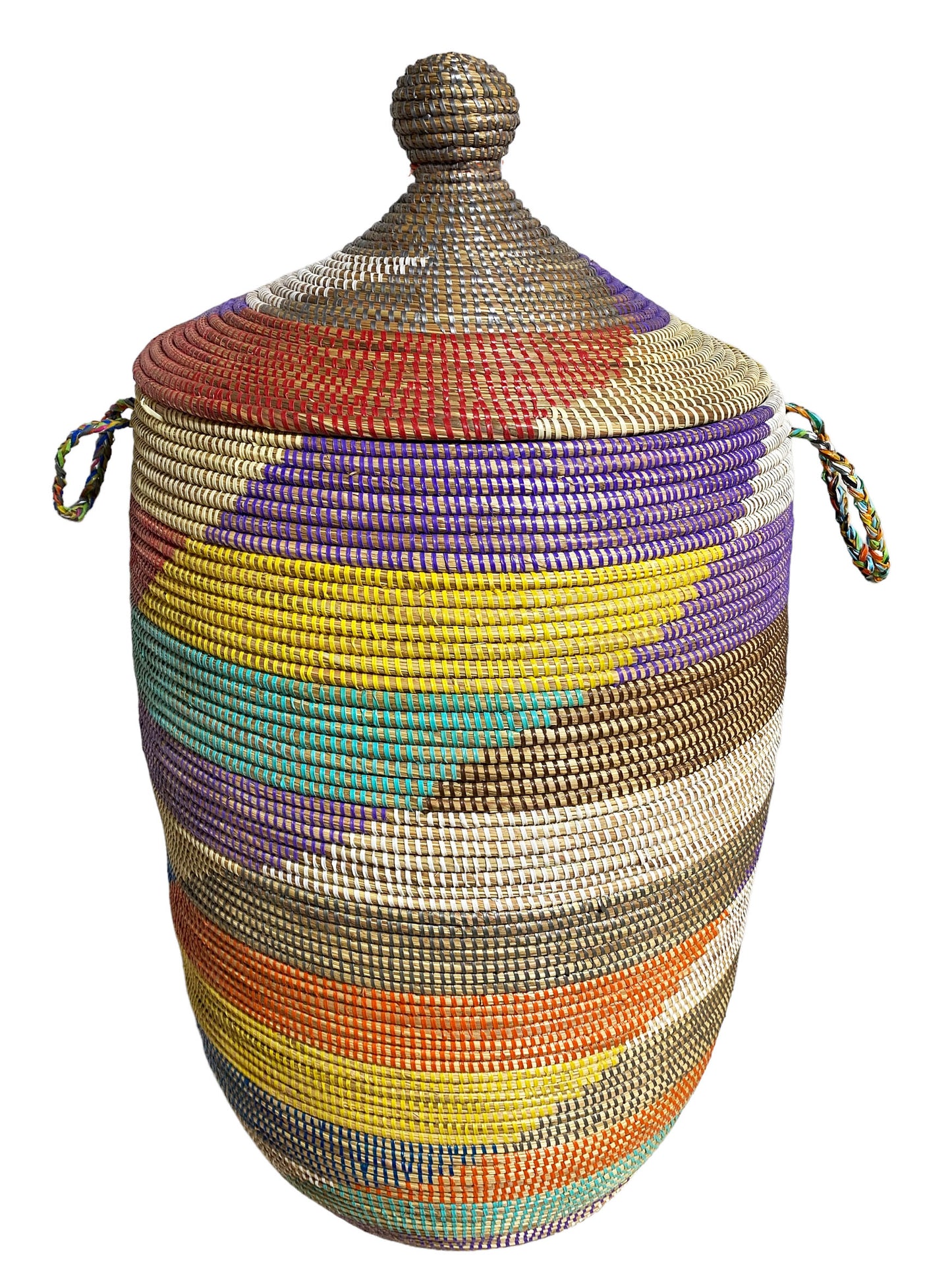 #5648 Lg Basket with Lid Senegal West Africa 35" H