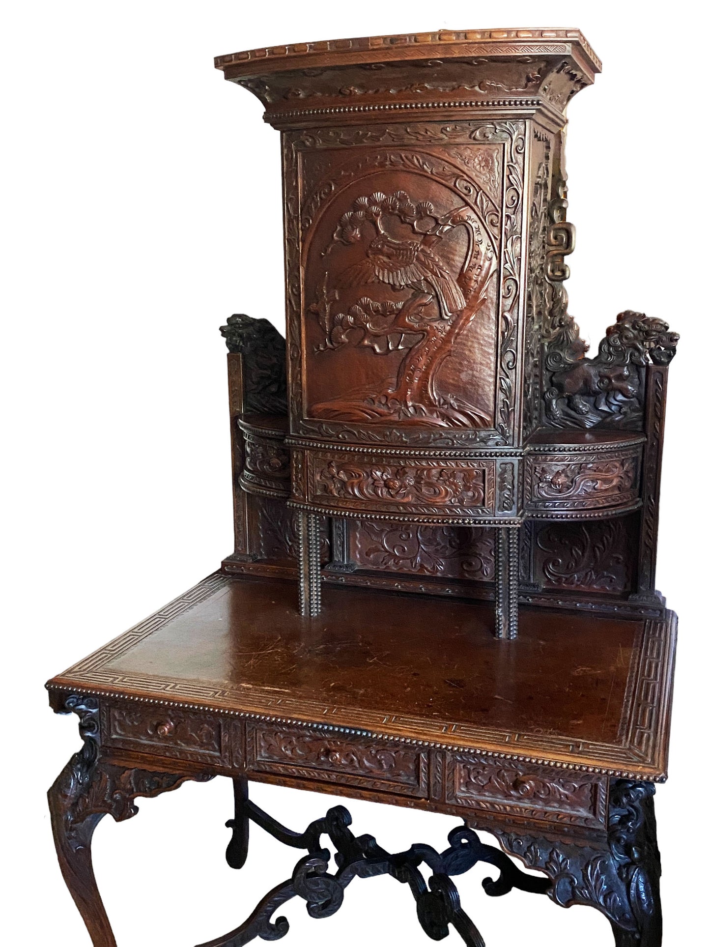 #7078 Museum Quality Antique Rare Sino Brithish Bureau Cabinet ca 1850