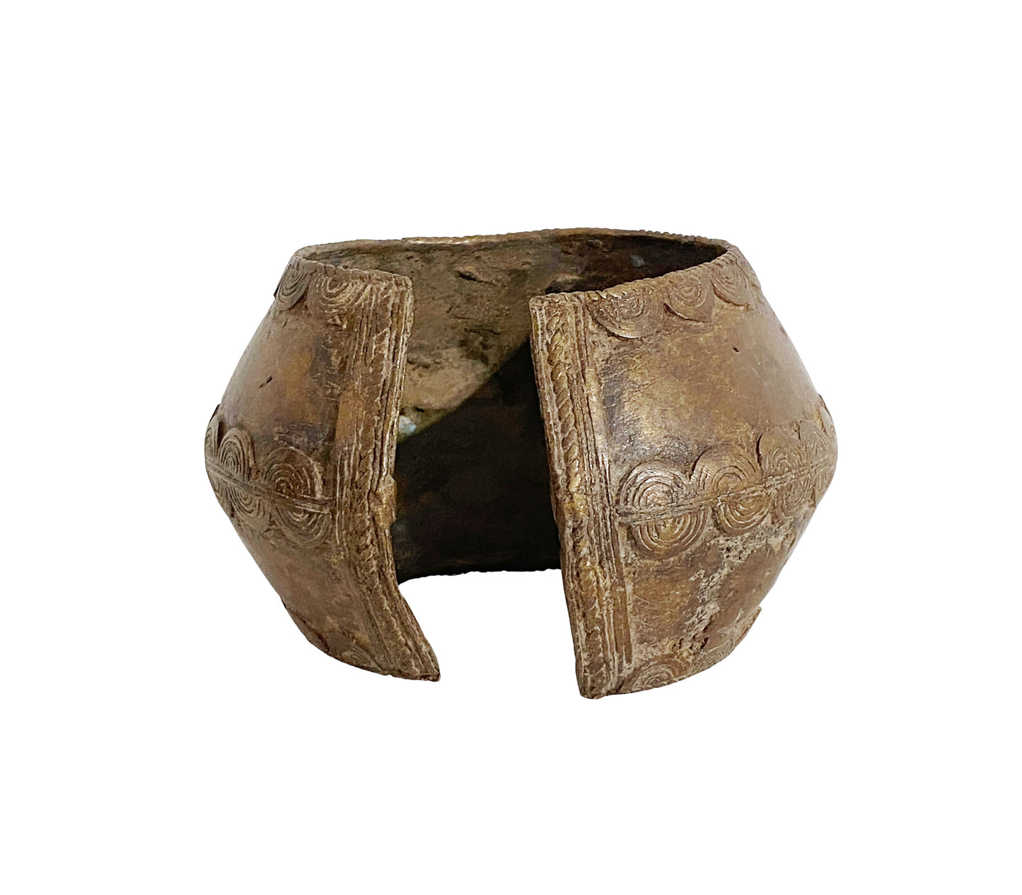 #2995 Exquisite Bronze Bracelet Gan Burkina Faso w/Snaks 3" H by 5" w