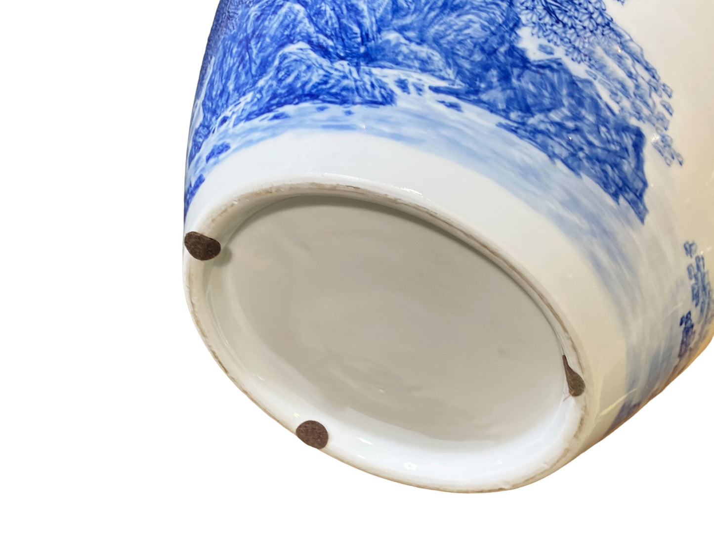 #5786 Chinoiserie Egg Shaped Blue and White Vase 16" H