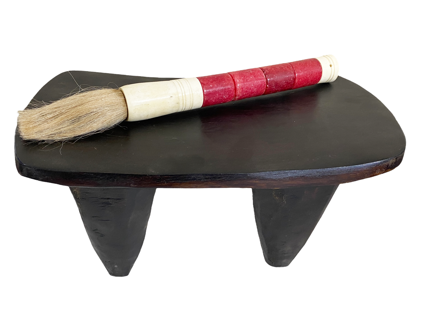#4155 Chinoiserie Soapstone and Bone Calligraphy Brush 13.5" H