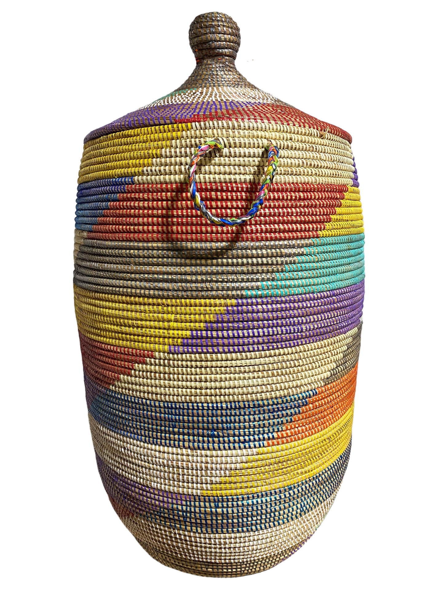 #5648 Lg Basket with Lid Senegal West Africa 35" H