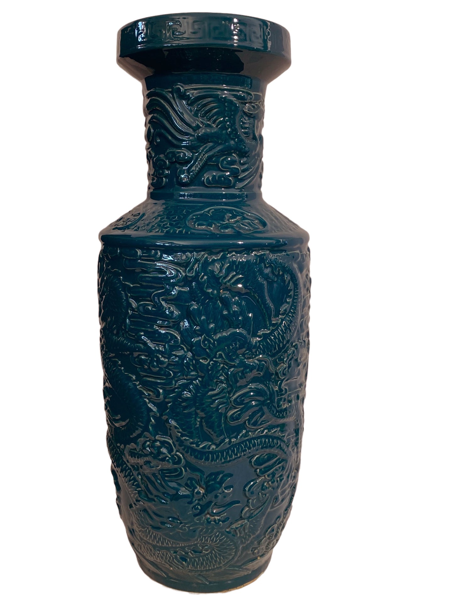#5770 Chinoiserie Large Porcelain Dragon Vase 26" H