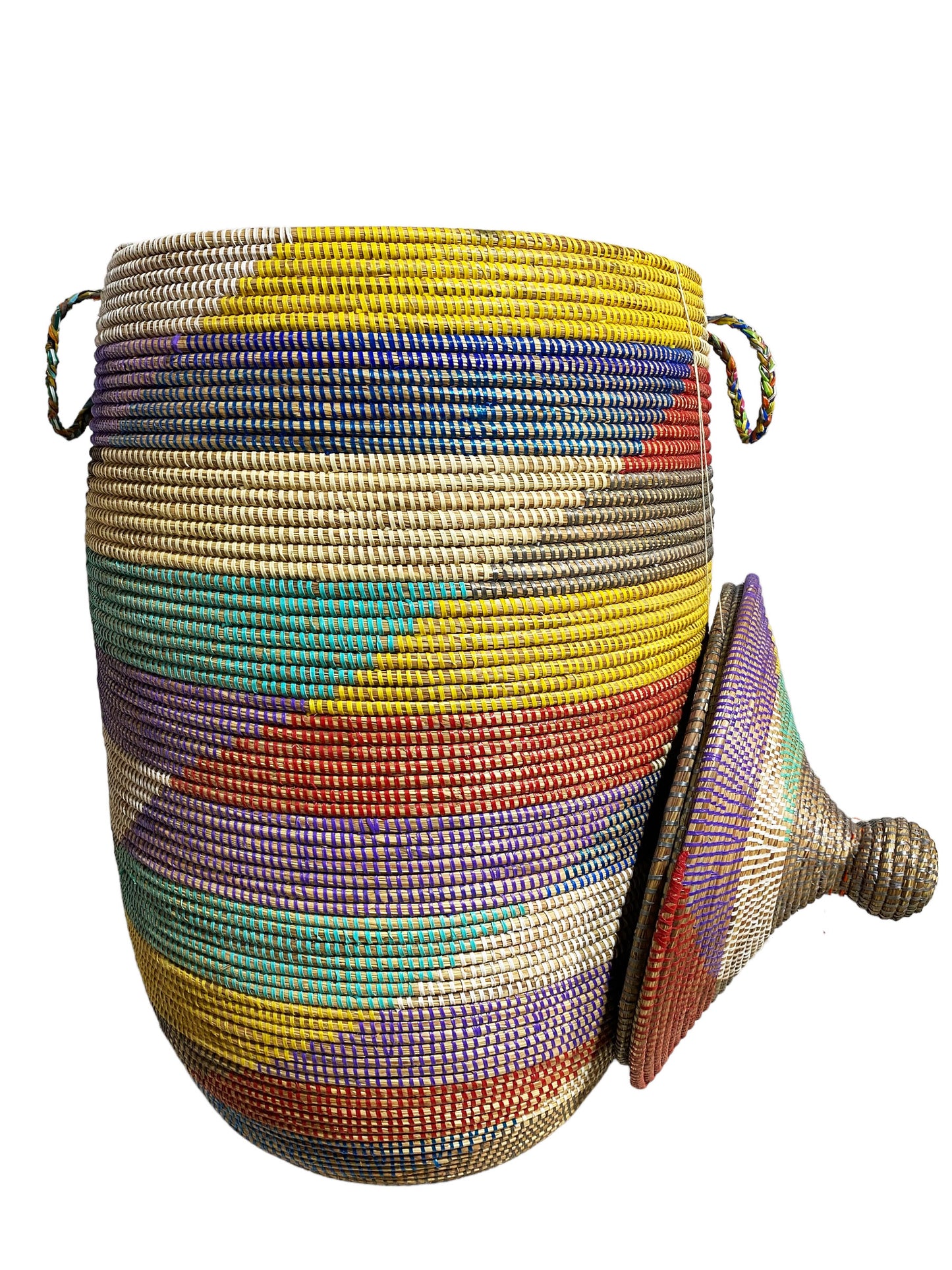 #5648 Lg Basket with Lid Senegal West Africa 35" H