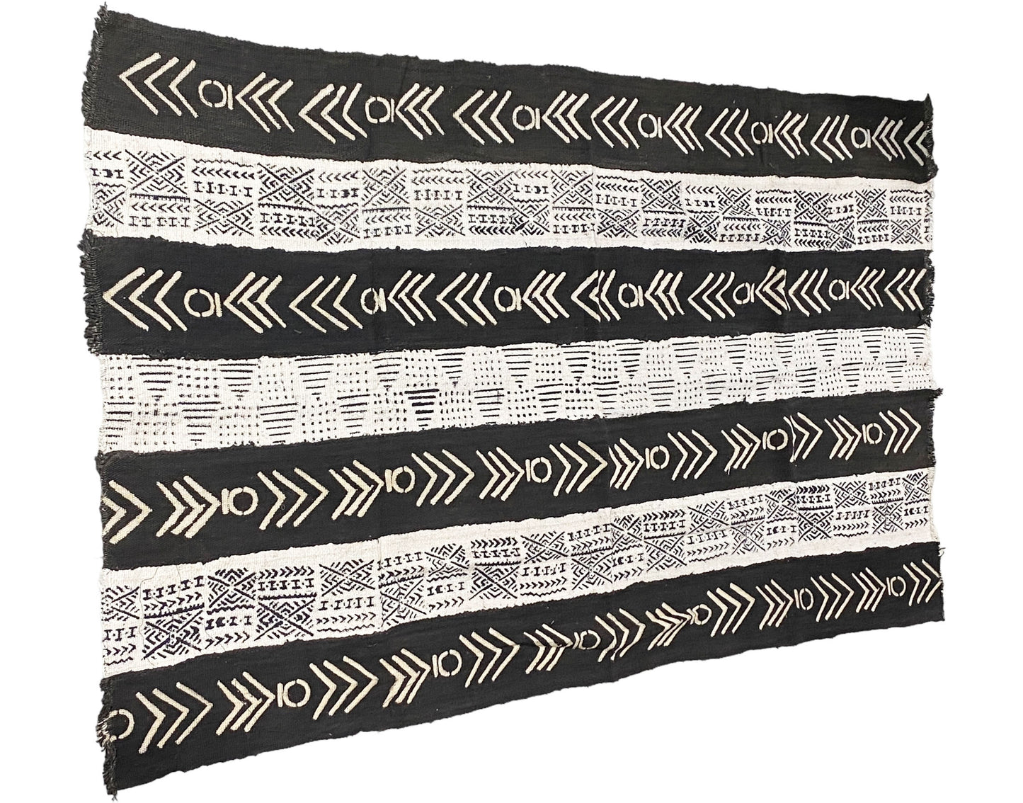 # 5731 African Black and White Mud Cloth Textile Mali 62" by 38"
