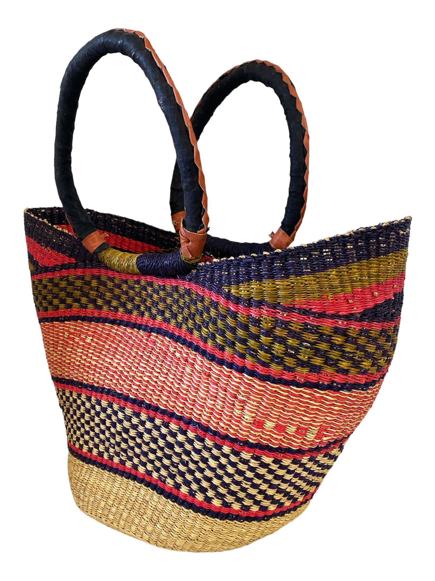 #5874 African Ghanian Bolga Basket 19" H by 19" W