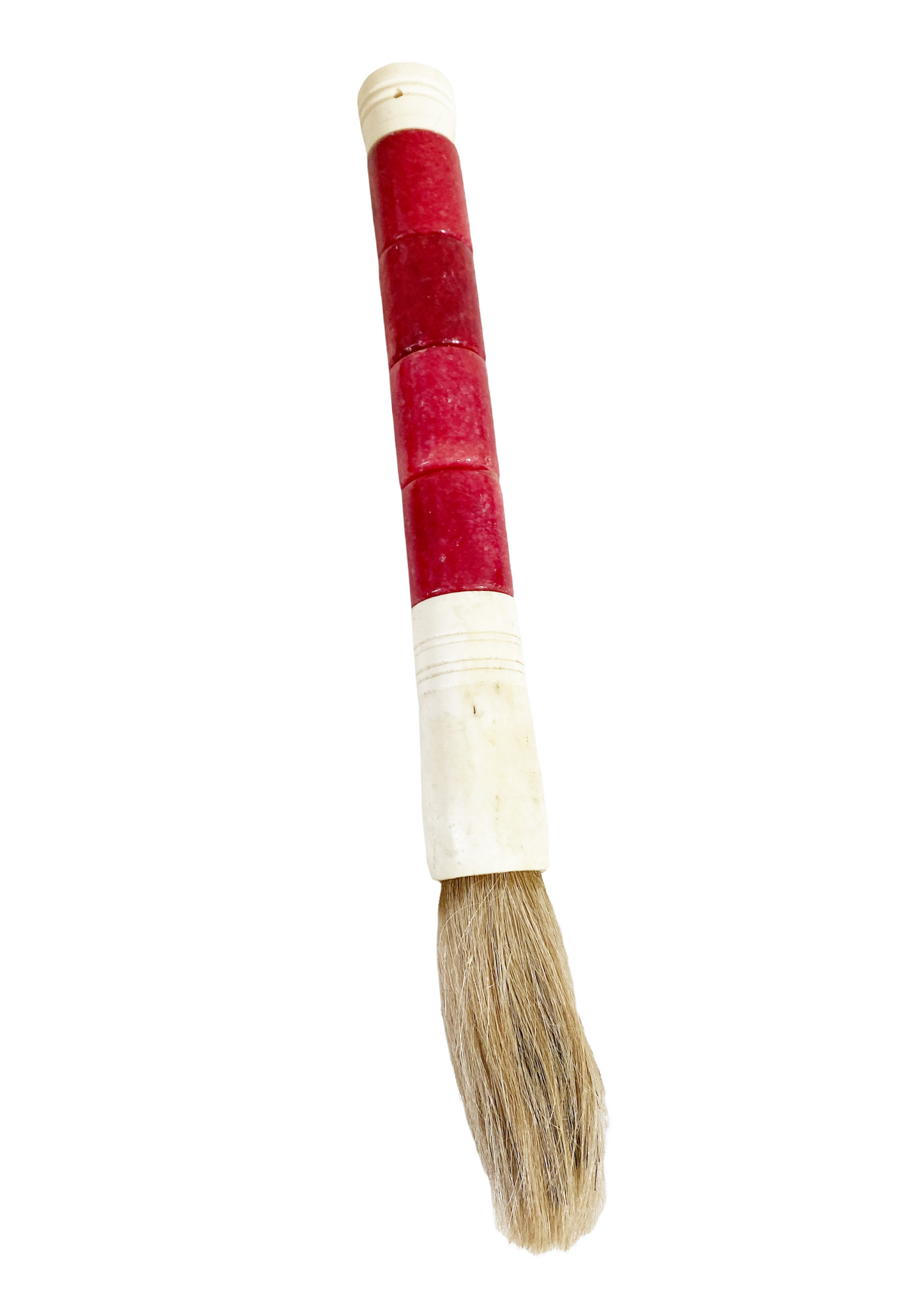 #4155 Chinoiserie Soapstone and Bone Calligraphy Brush 13.5" H