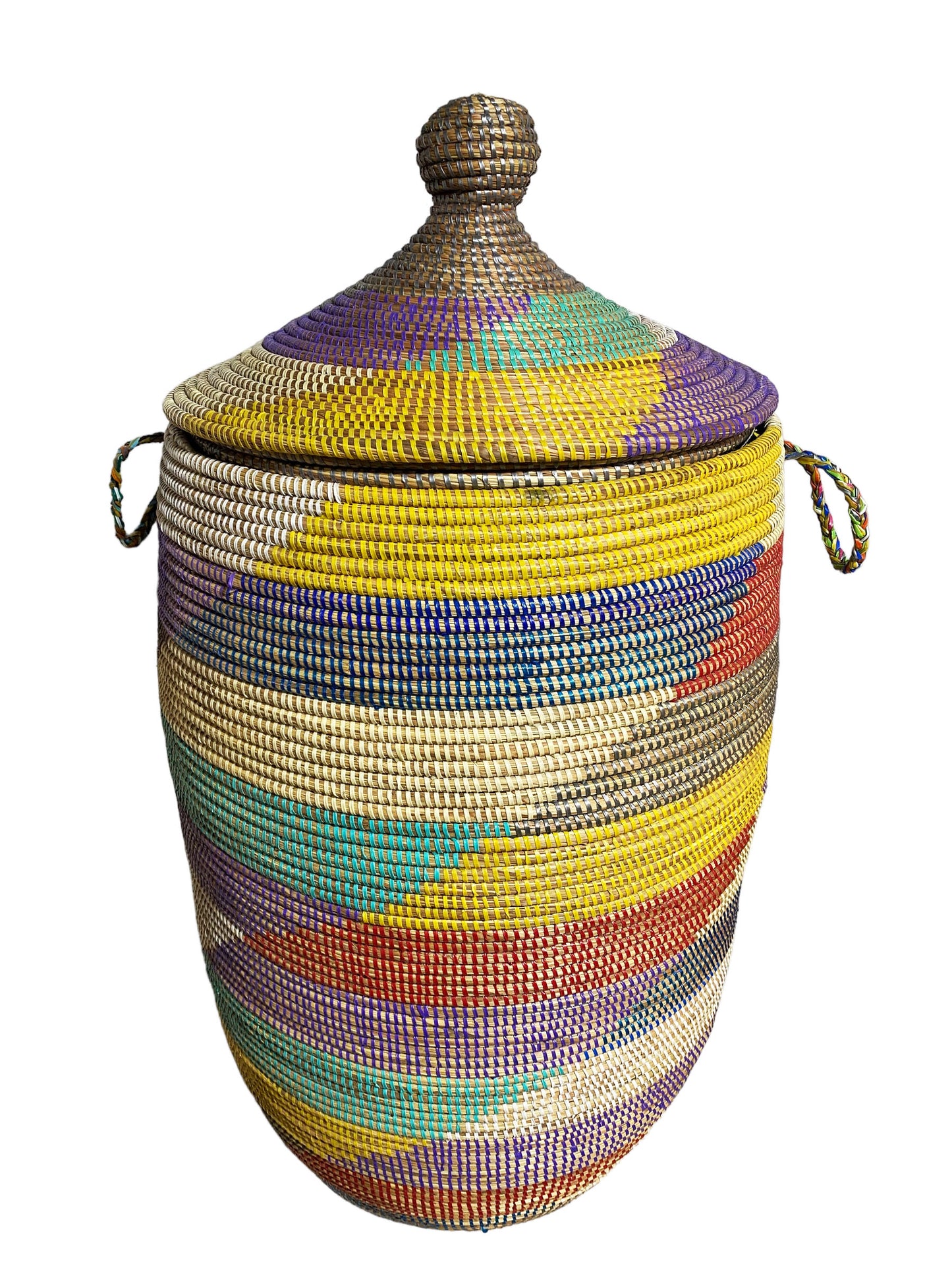 #5648 Lg Basket with Lid Senegal West Africa 35" H