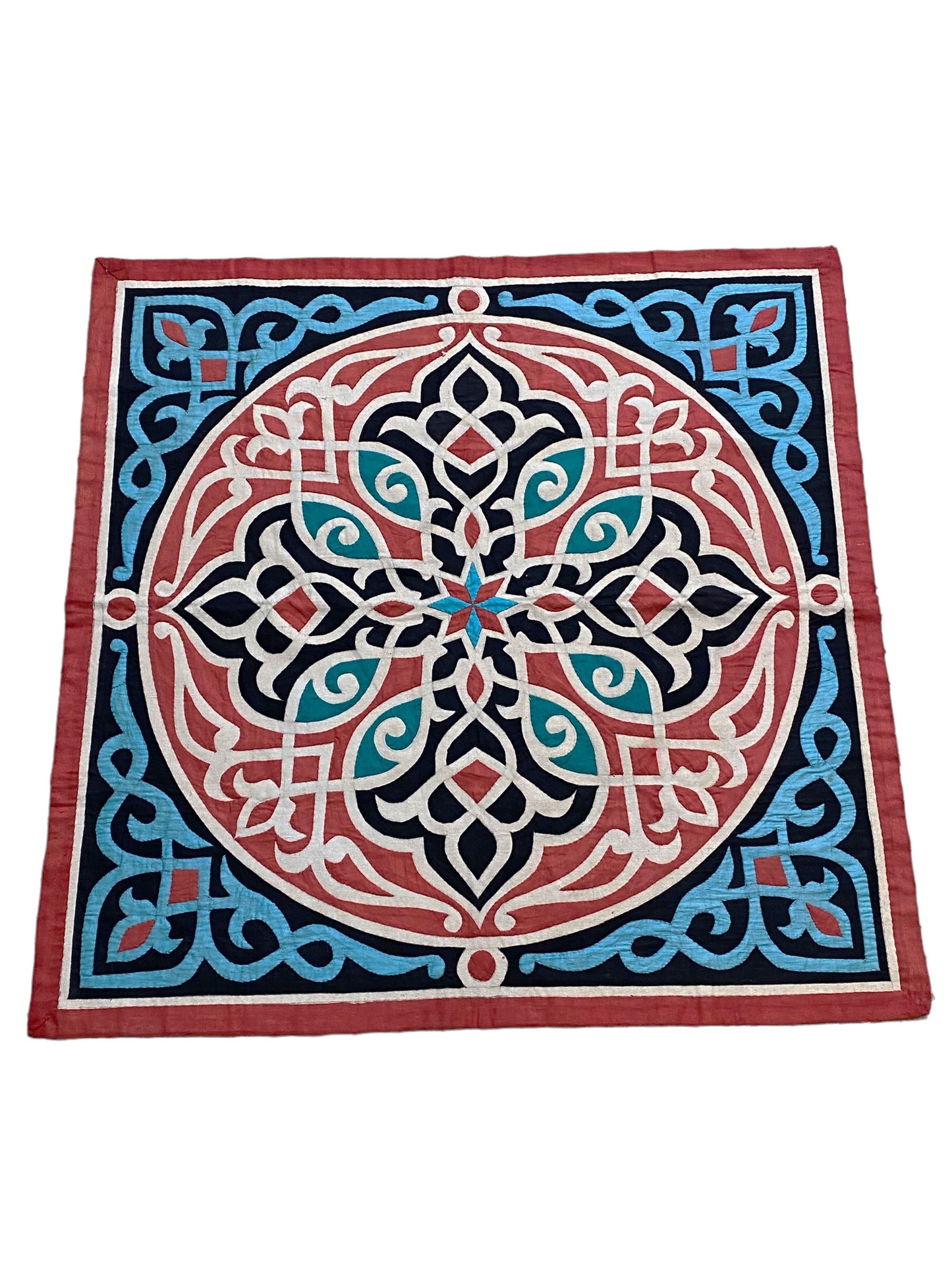 #5742 Vtg Hand Stitched Egyptian Applique Quilt Patchwork/Wall Hanging Tapestry 35"