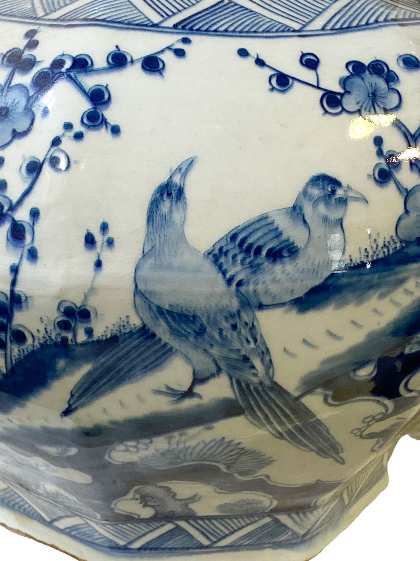 #3209 Ming Style Chinoiserie Blue and White Vase/Cachepot 11" H