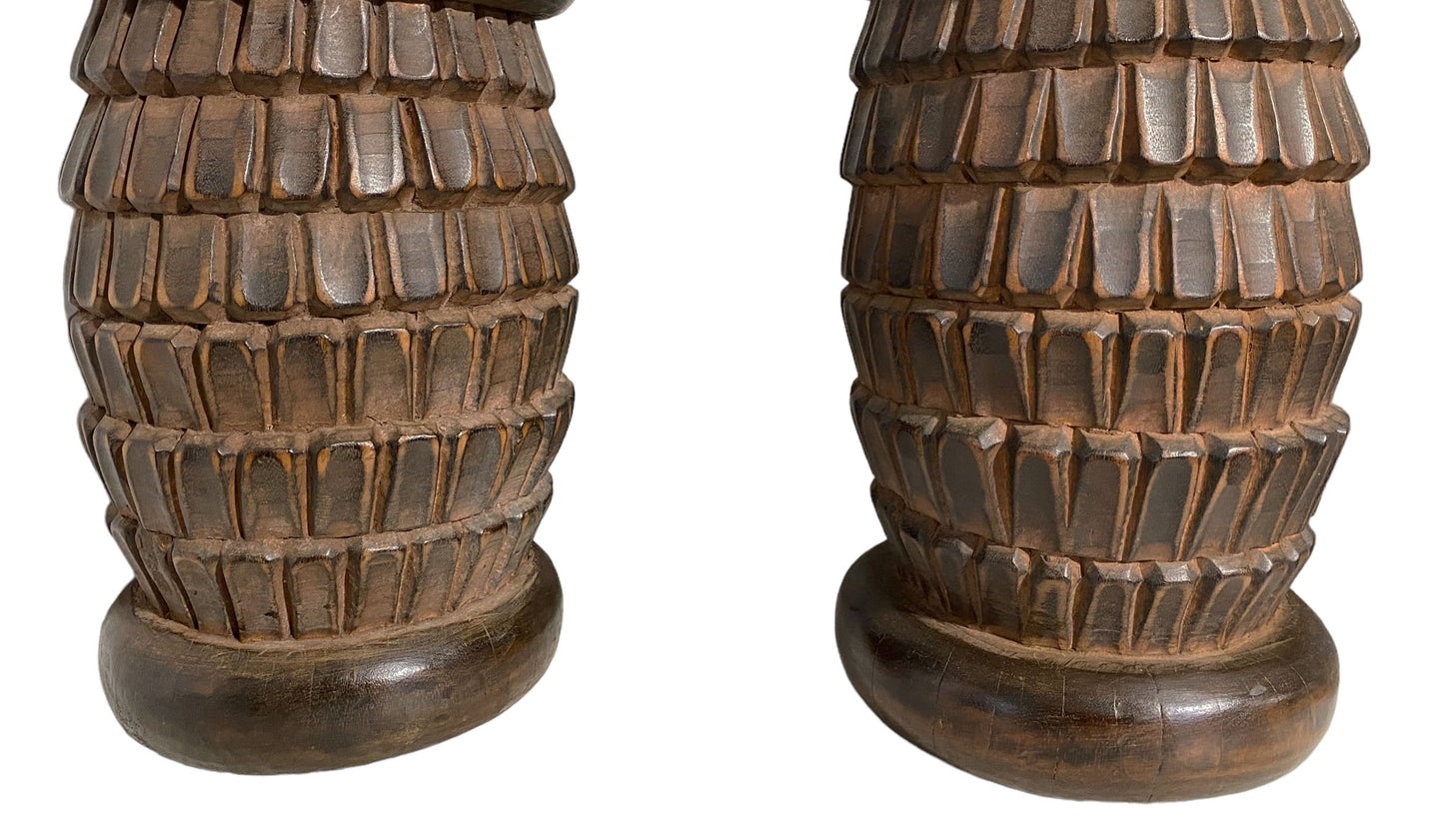 #5822 1960's Set Of Two Tribal Bamileke Stools/Tables Cameroon 15.5" H