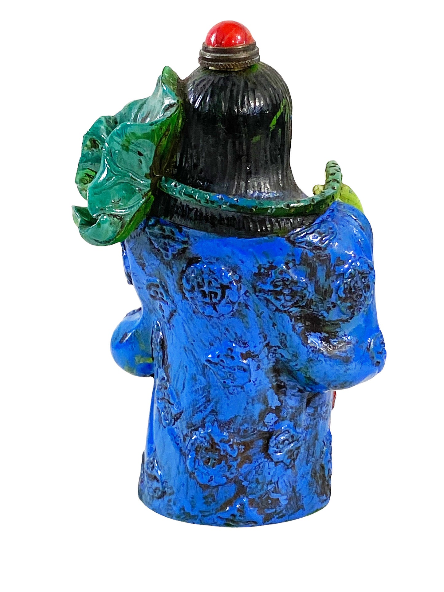 #5627 Chinoiserie Overlay Peking Glass Snuff bottle 3.25" H