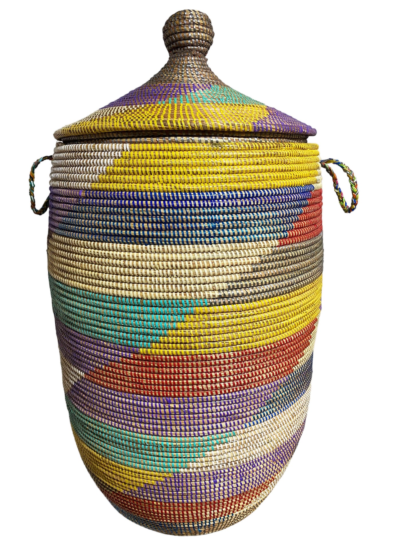 #5648 Lg Basket with Lid Senegal West Africa 35" H