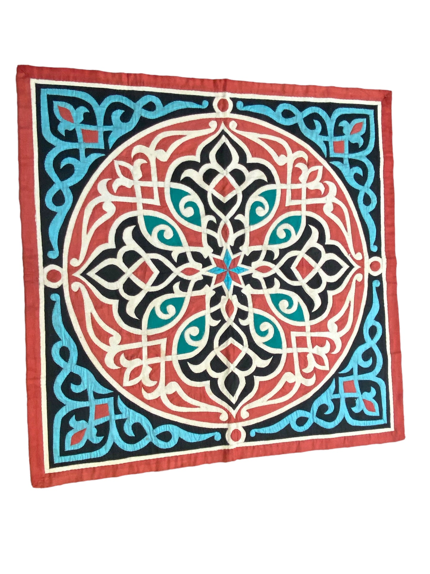 #5742 Vtg Hand Stitched Egyptian Applique Quilt Patchwork/Wall Hanging Tapestry 35"