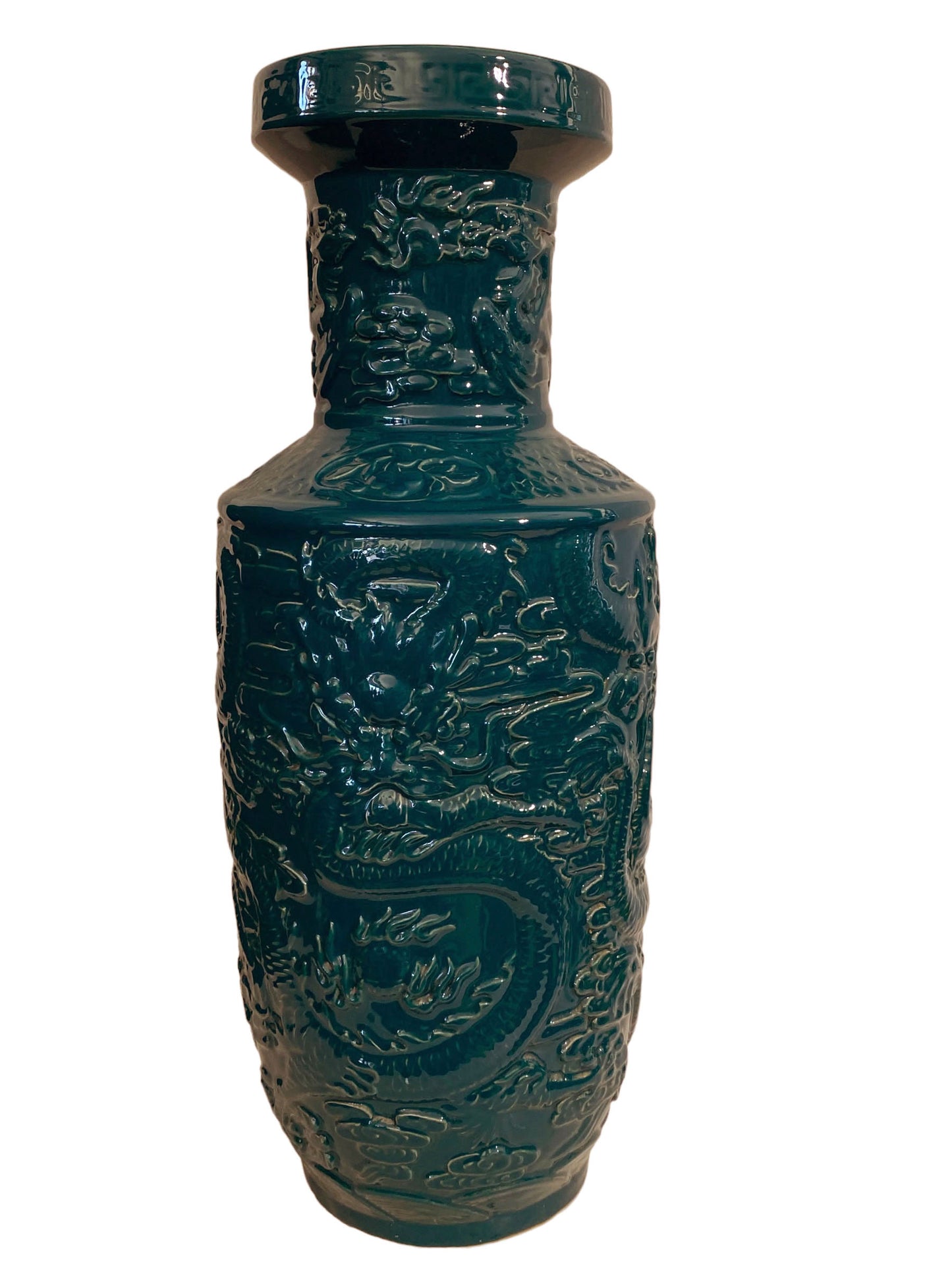 #5770 Chinoiserie Large Porcelain Dragon Vase 26" H