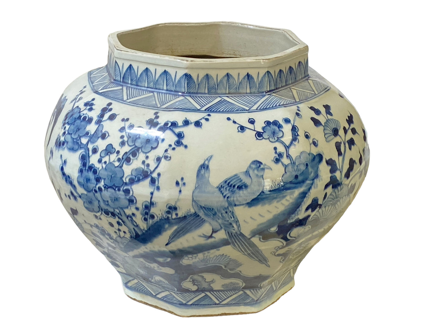#3209 Ming Style Chinoiserie Blue and White Vase/Cachepot 11" H