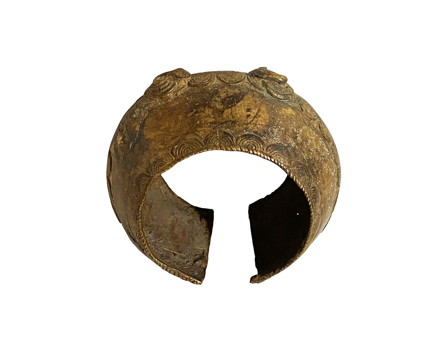 #2995 Exquisite Bronze Bracelet Gan Burkina Faso w/Snaks 3" H by 5" w