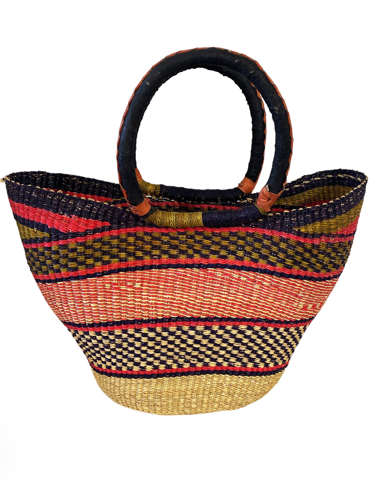 #5874 African Ghanian Bolga Basket 19" H by 19" W