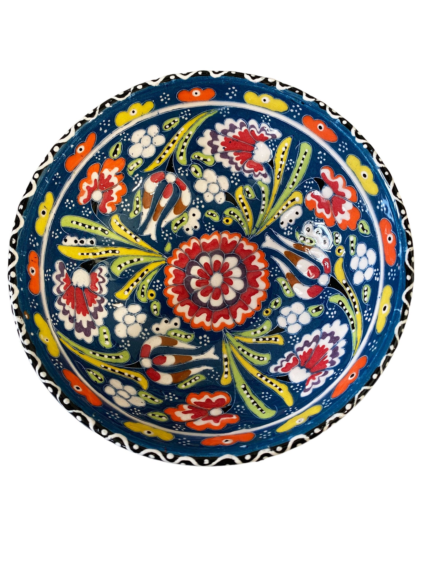 #5637 Handpainted Turkish Mezze Serving Bowl 6.25" Diameter