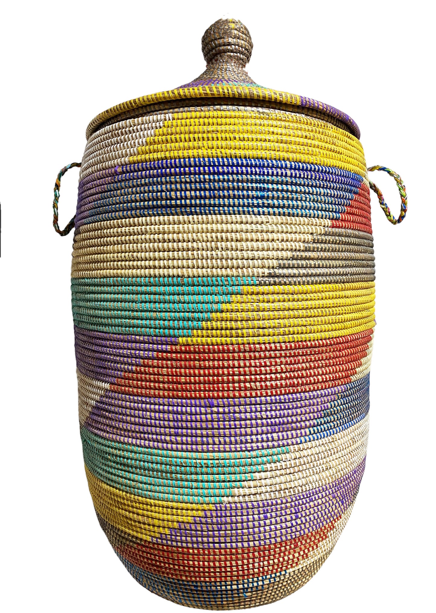 #5648 Lg Basket with Lid Senegal West Africa 35" H