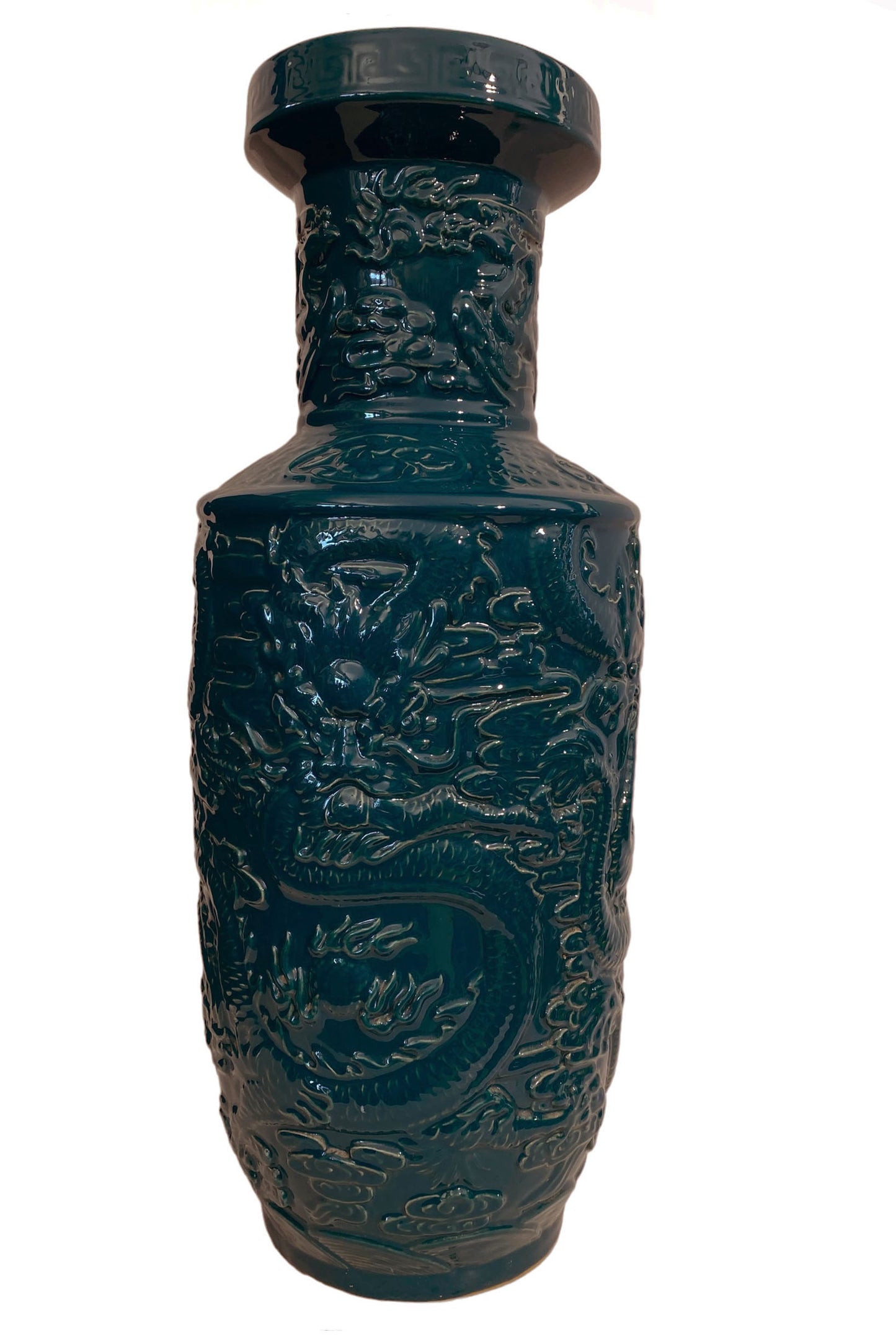 #5770 Chinoiserie Large Porcelain Dragon Vase 26" H