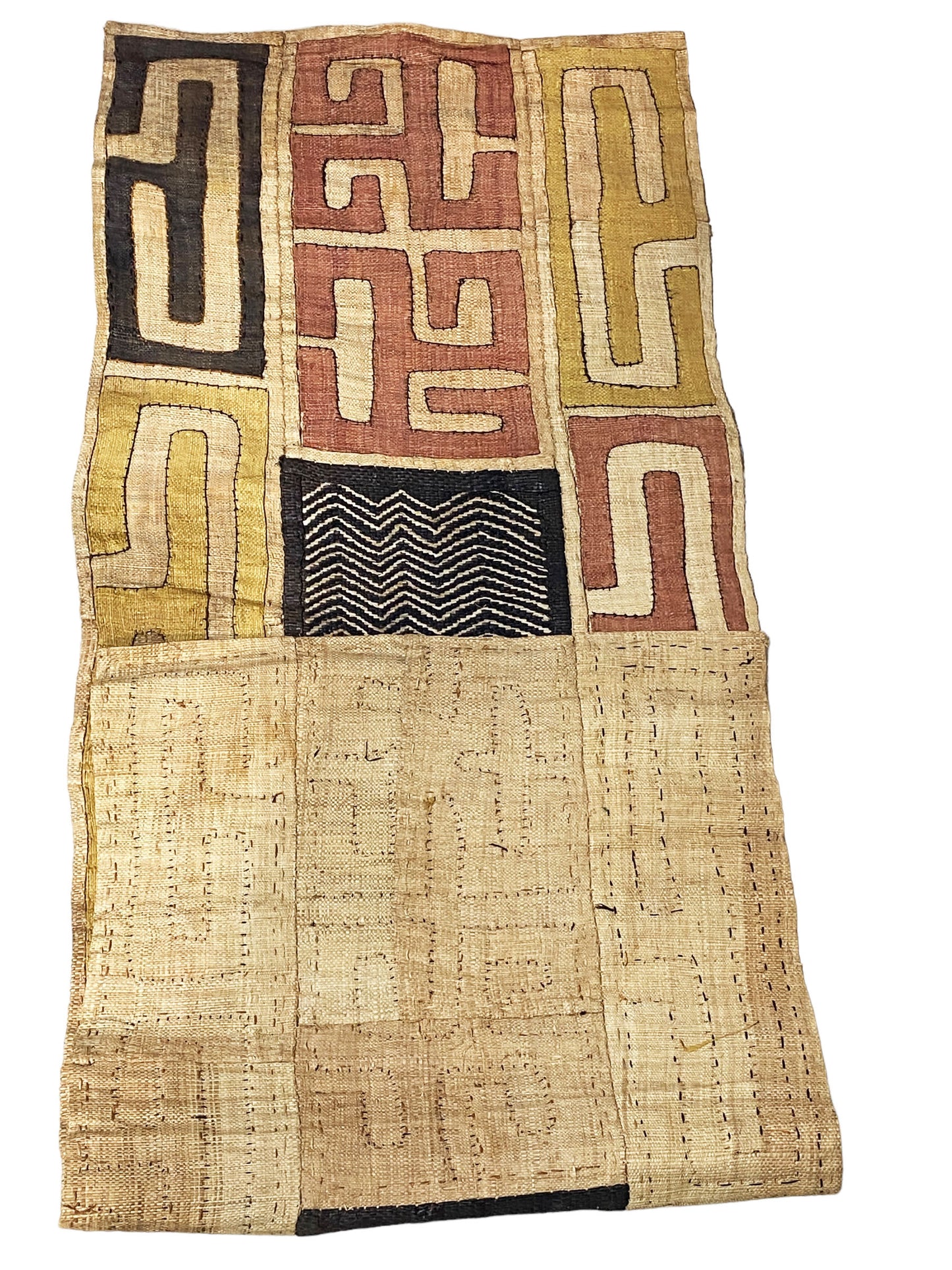 #5647 Superb African Kuba Cloth Raffia /Textile Zaire 51" by 18"