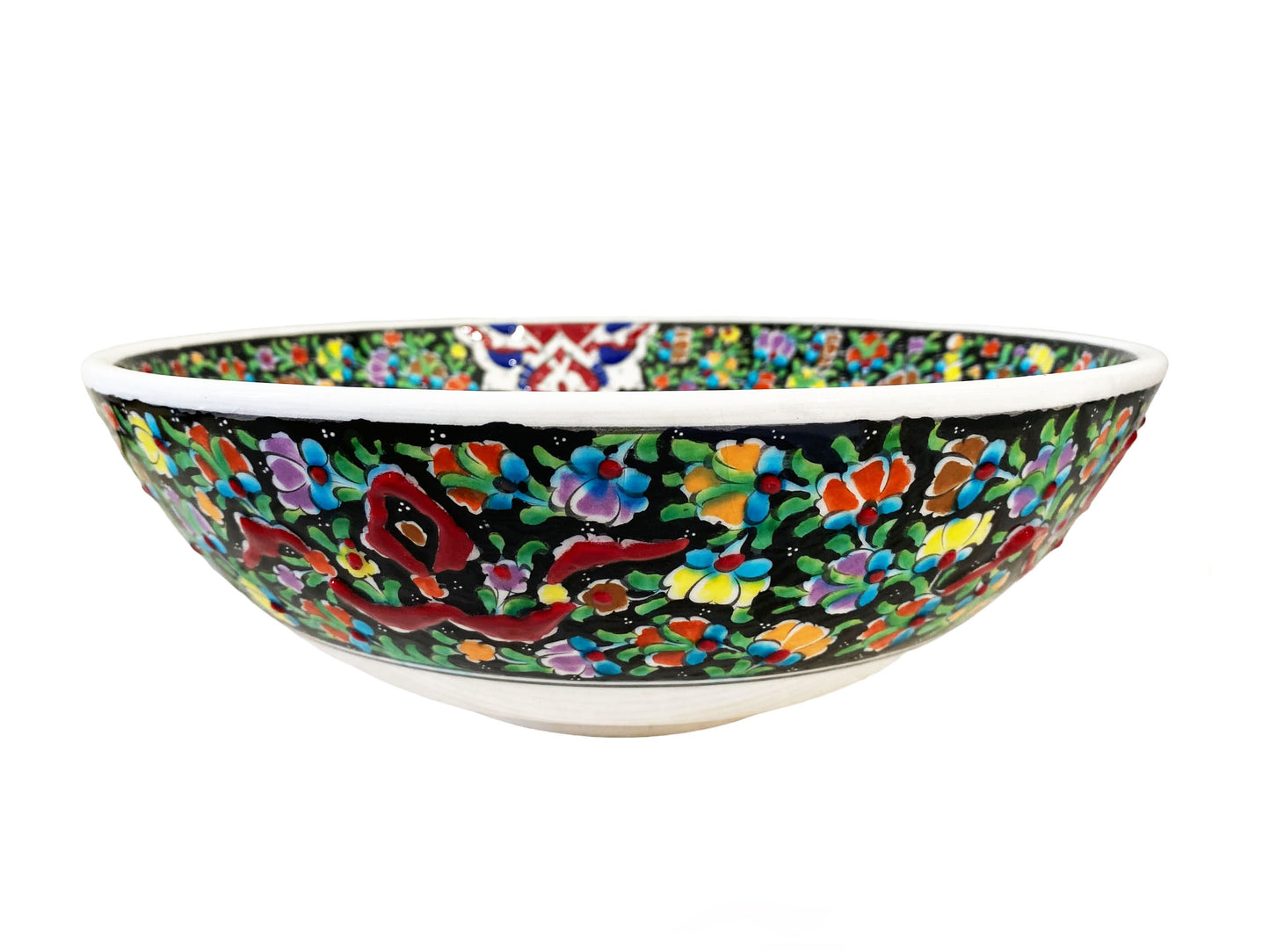 #5640 Large Handpainted Turkish Mezze Serving Bowl 12" Diameter