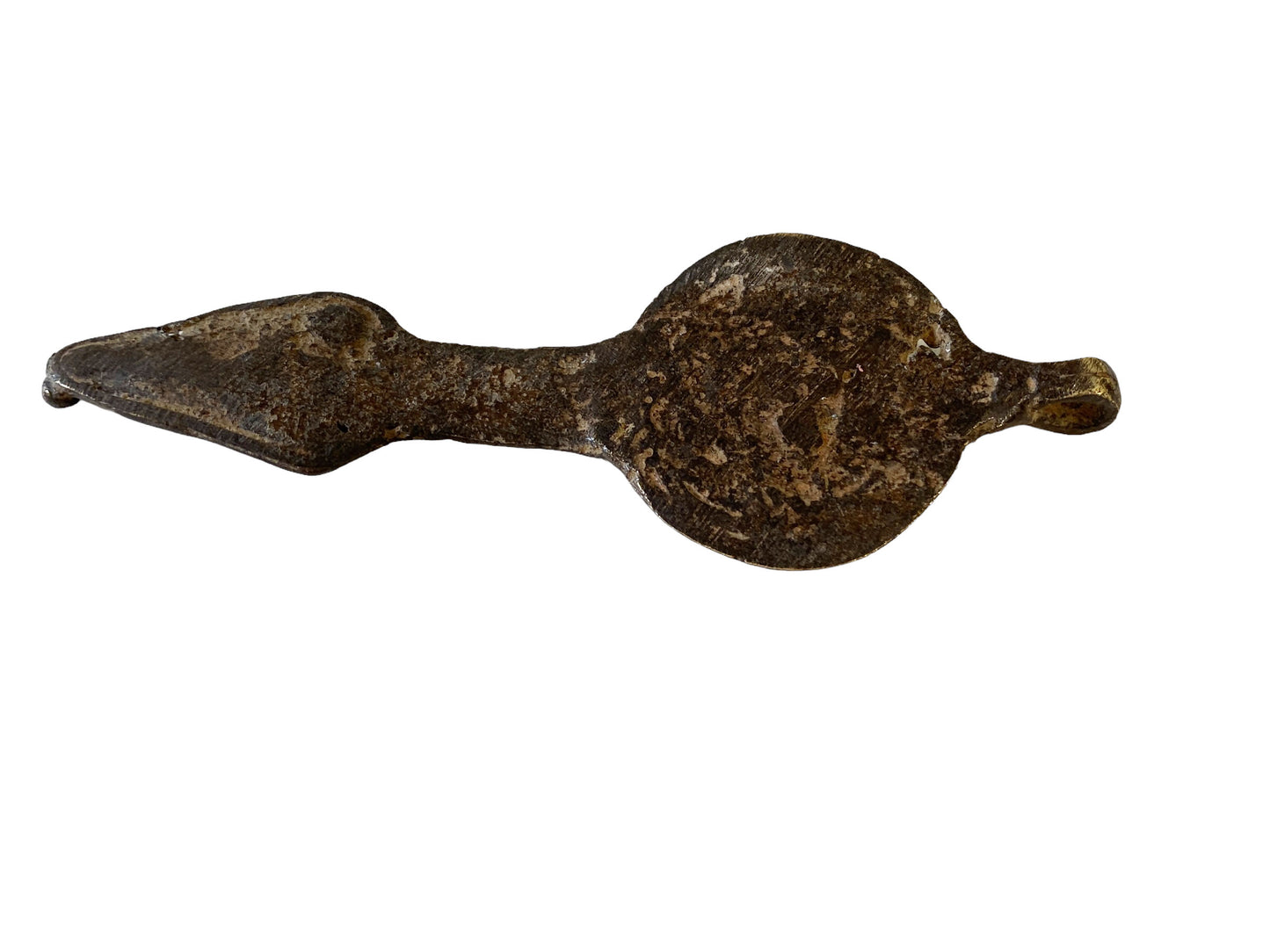#5676 Vintage Gan Bronze Amulet Pendant of Ornate Serpent Burkina Faso